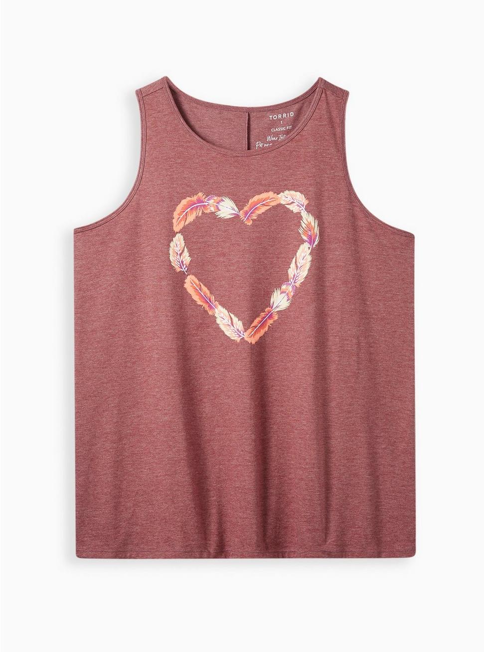Everyday Tank - Signature Jersey Feather Heart Brown, MADDER BROWN, hi-res