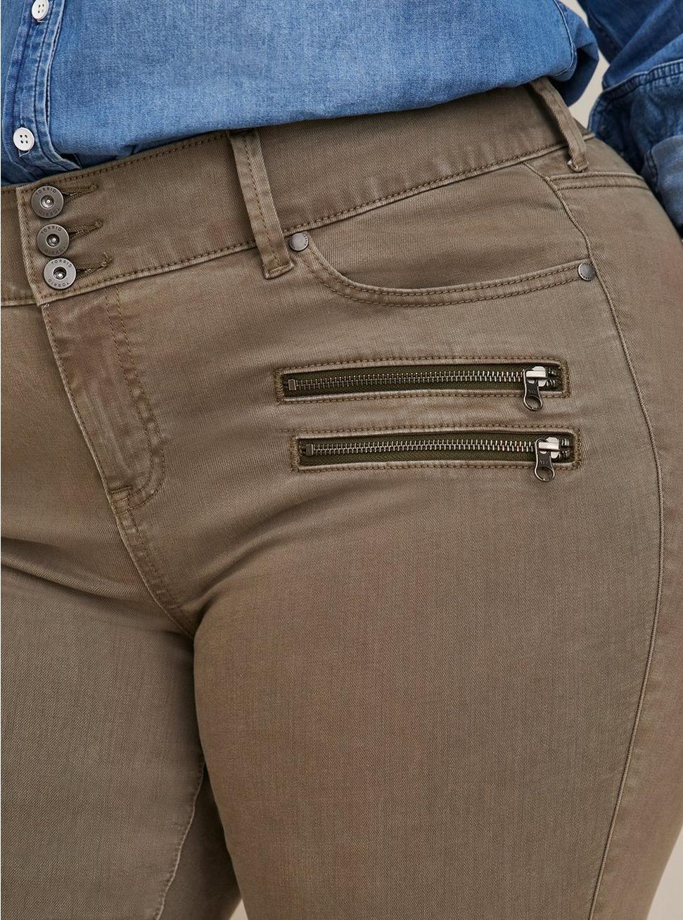Jegging Skinny Super Soft High-Rise Multi Zip Jean, OLIVE, alternate
