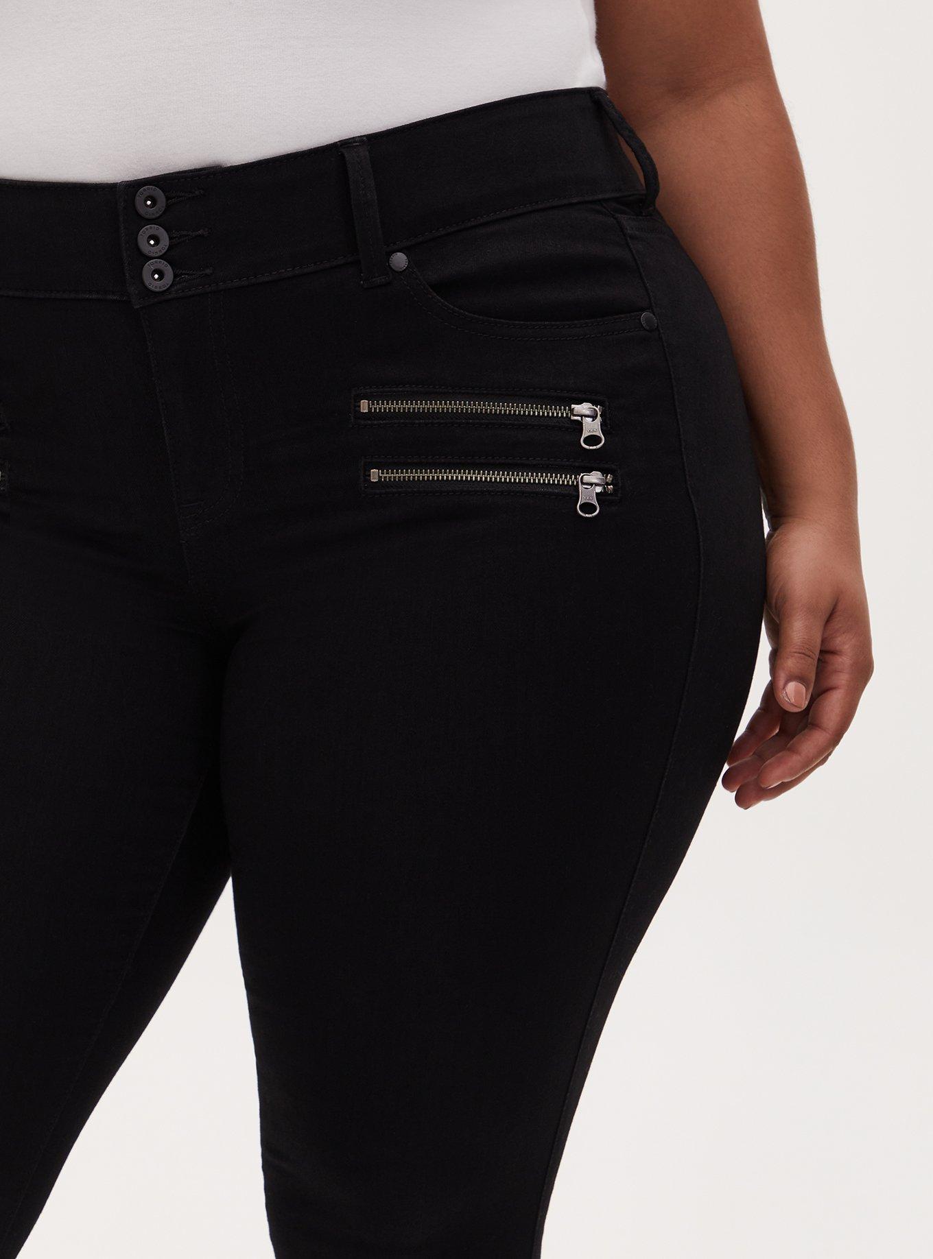 Black Zipper-at-Hem Jeggings