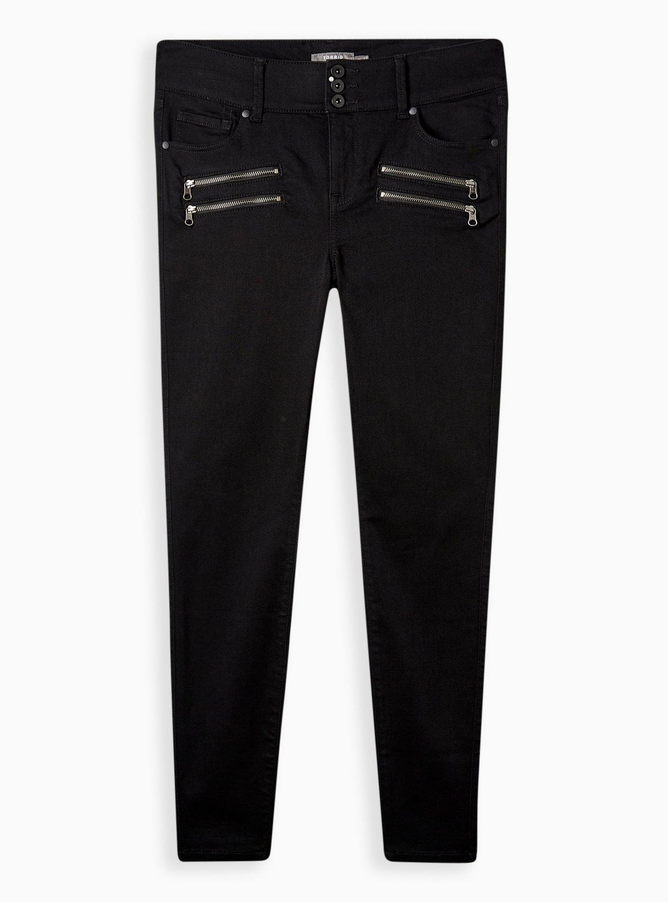 Shop Solid Ponte Jeggings with Two-Zippered Pockets Online