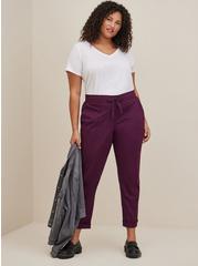 Plus Size Pull-On Straight Stretch Poplin Mid-Rise Tie-Front Pant, PURPLE, hi-res