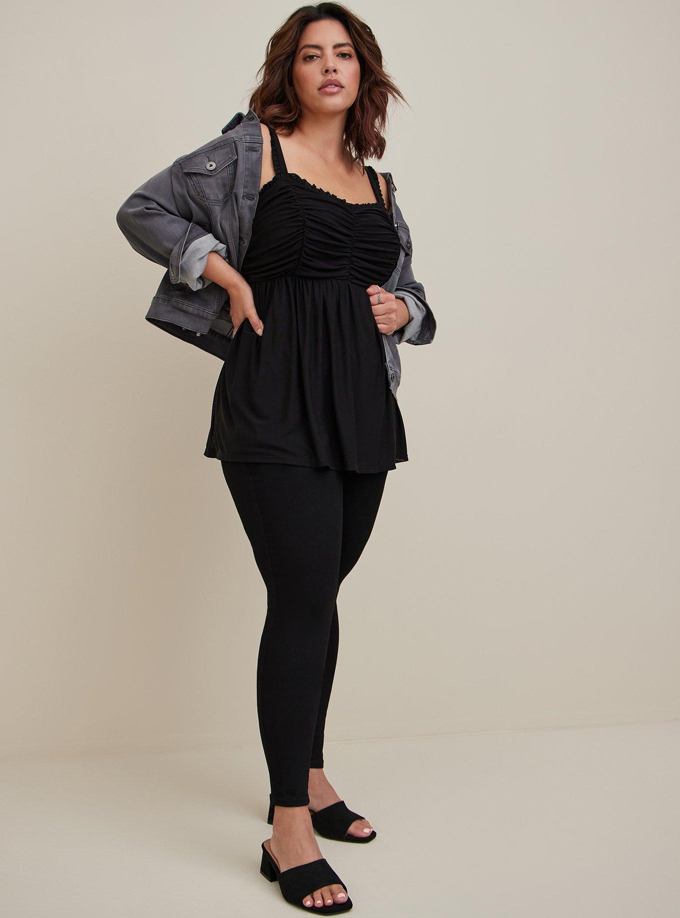 Babydoll Stretch Mesh Shirred Bodice Tank