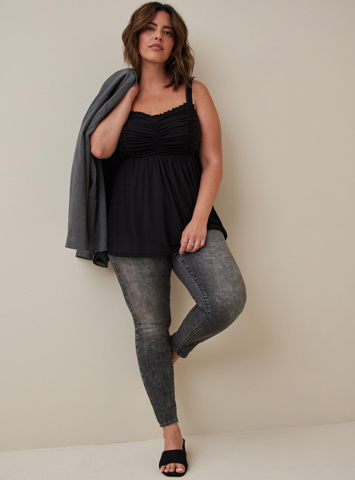 Babydoll Stretch Mesh Shirred Bodice Tank