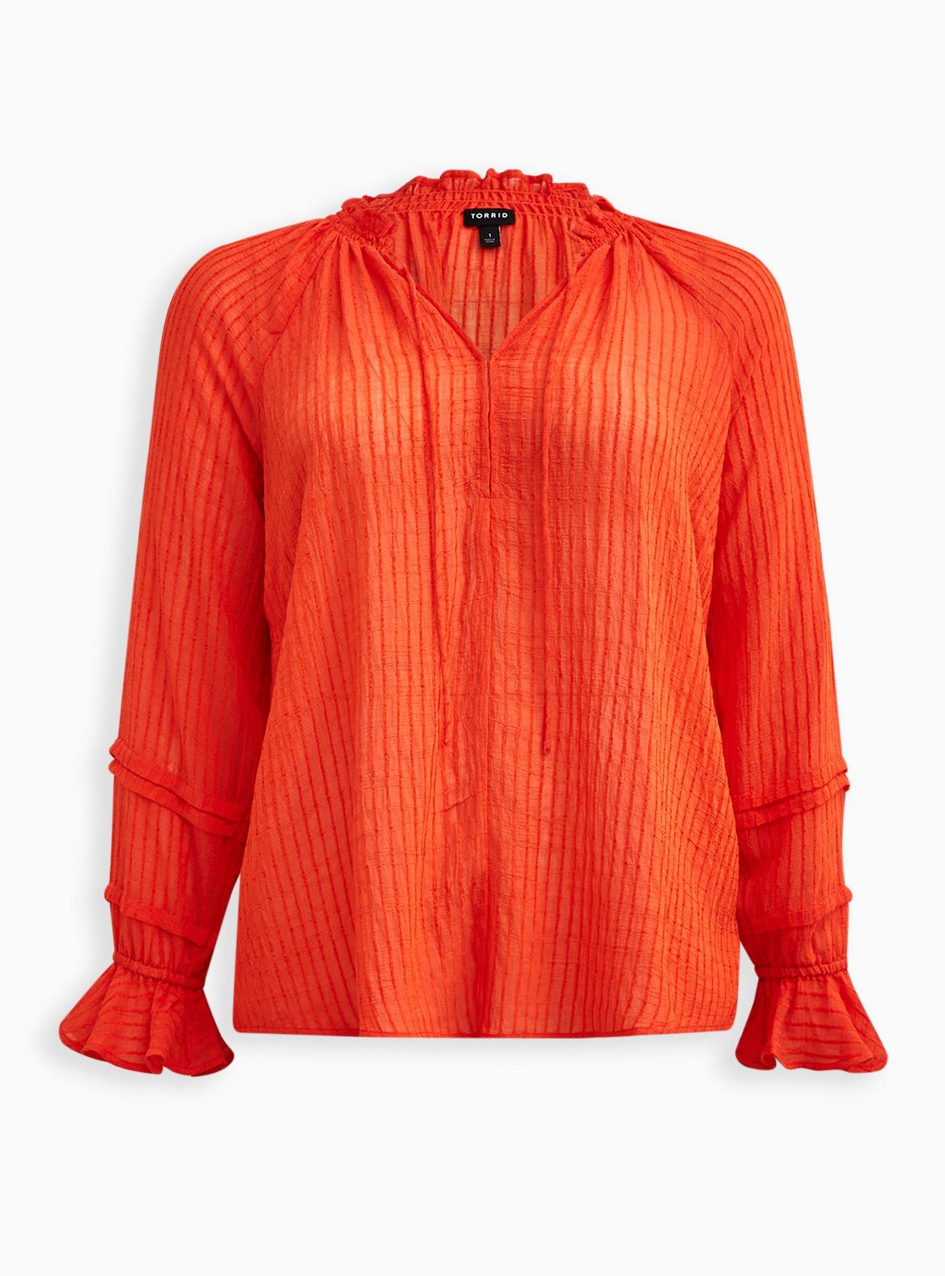 Plus Size Stripe Gauze LaceUp Peasant Top Torrid