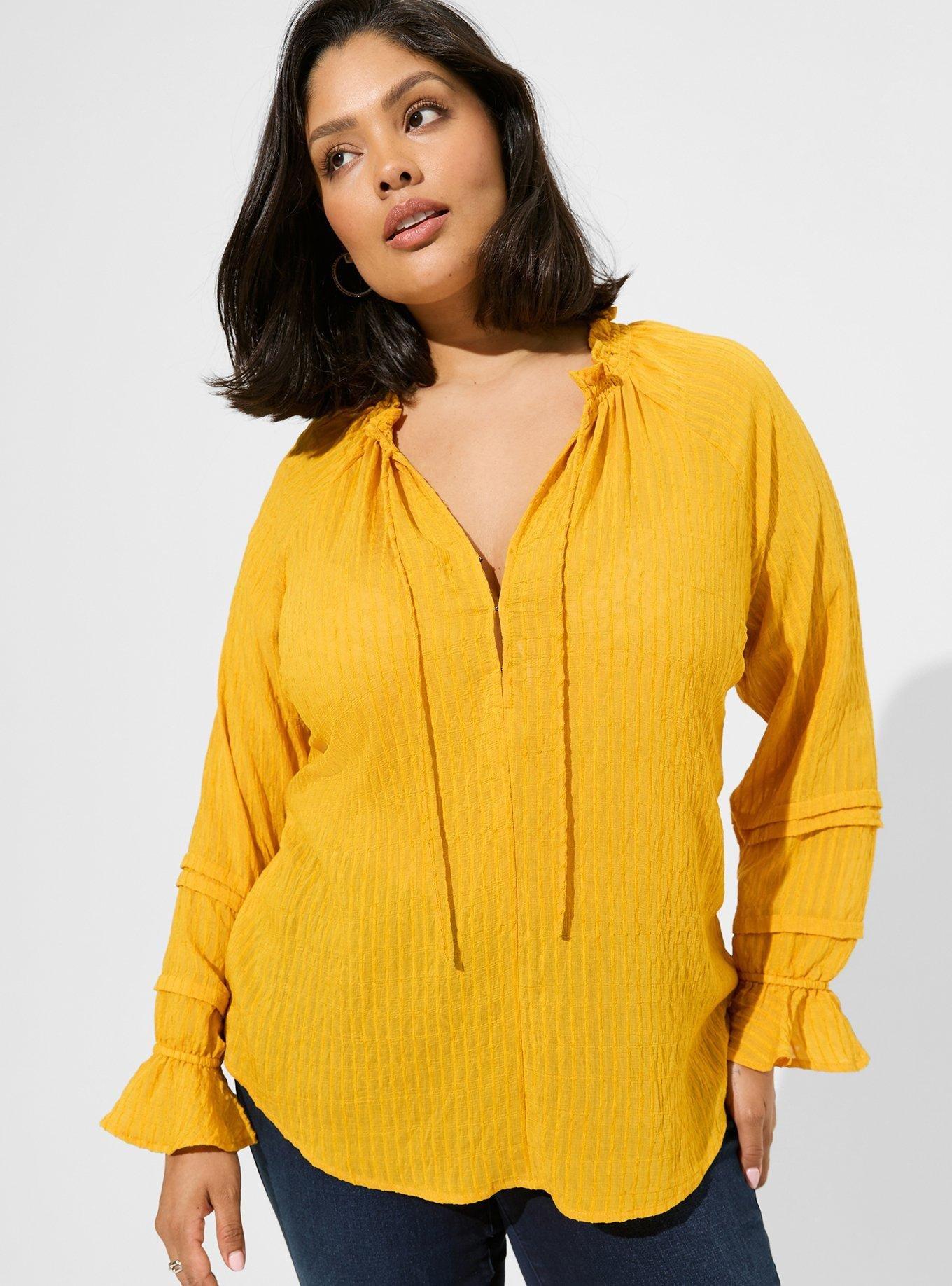 Plus Size Stripe Gauze LaceUp Peasant Top Torrid