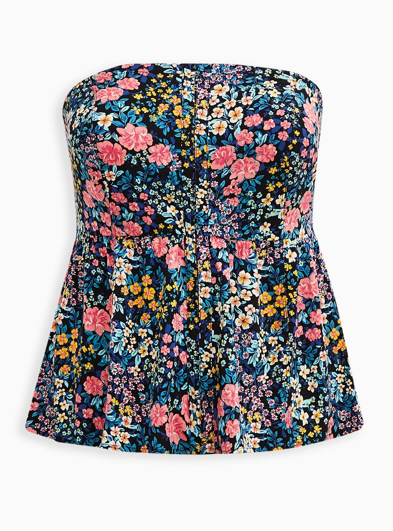 Torrid Black selling Pink Floral Corset Tie Challis Sundress Plus Size