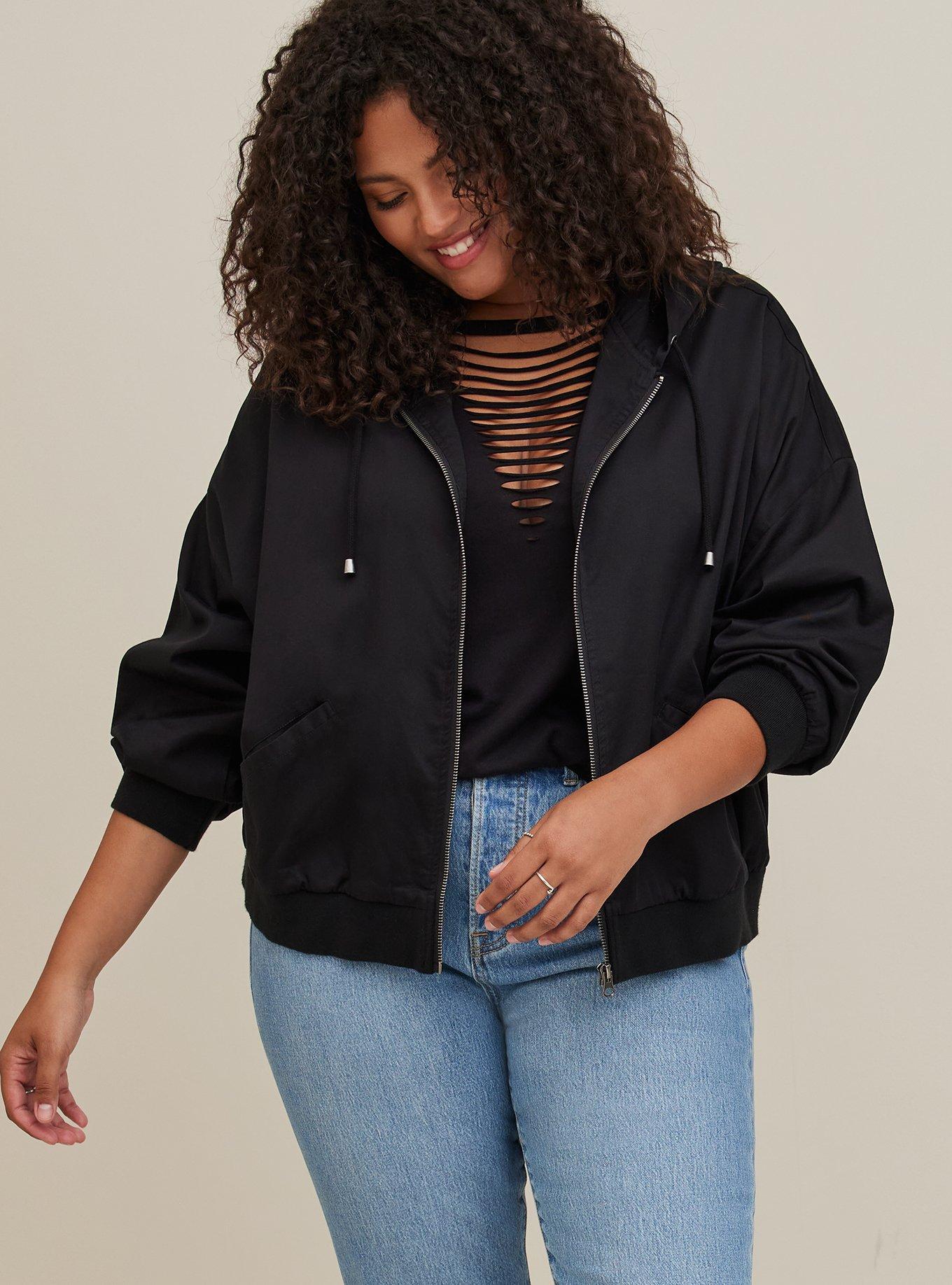 Twill Dolman Zip-Front Anorak, , alternate