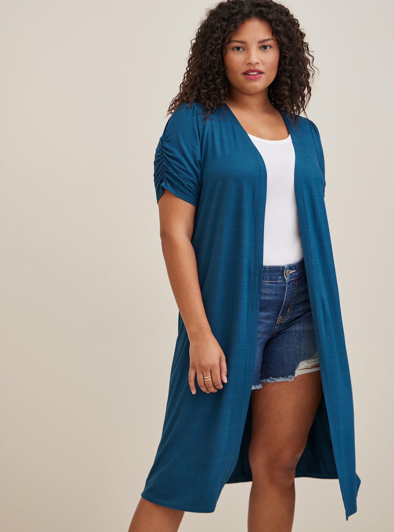 Plus Size - Duster Fit N Flare Short Sleeve Sweater - Torrid