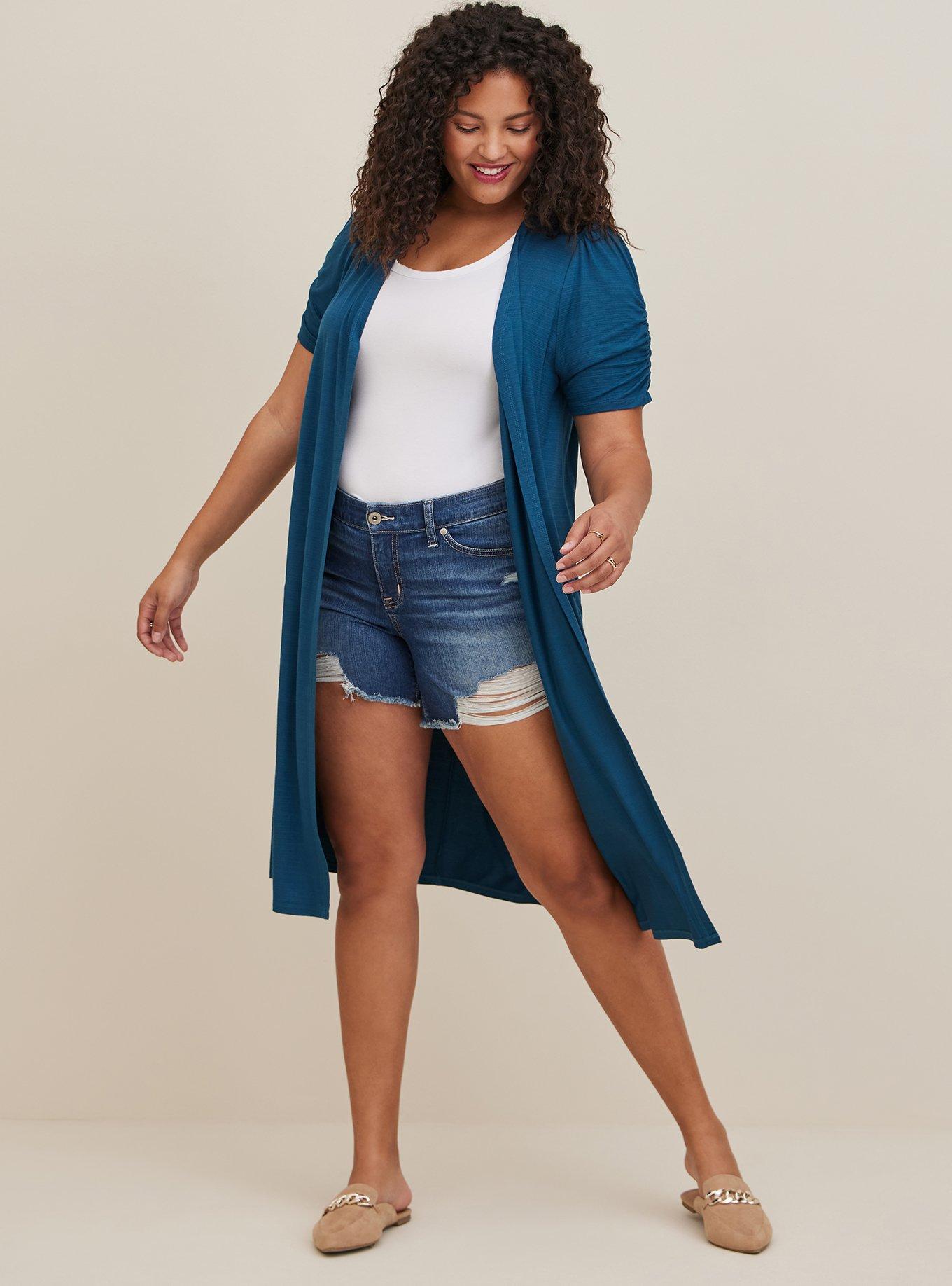 Plus Size - Duster Fit N Flare Short Sleeve Sweater - Torrid