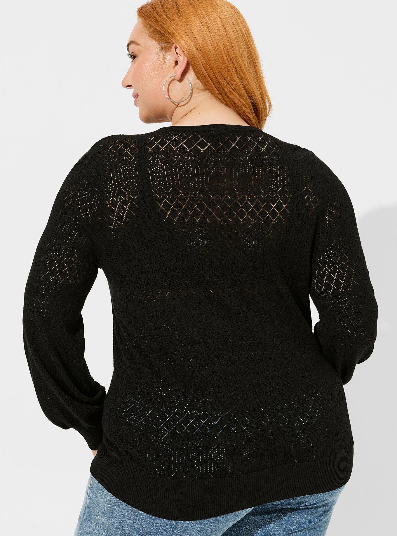 Hole In One Sheer Pointelle Knit Sweater