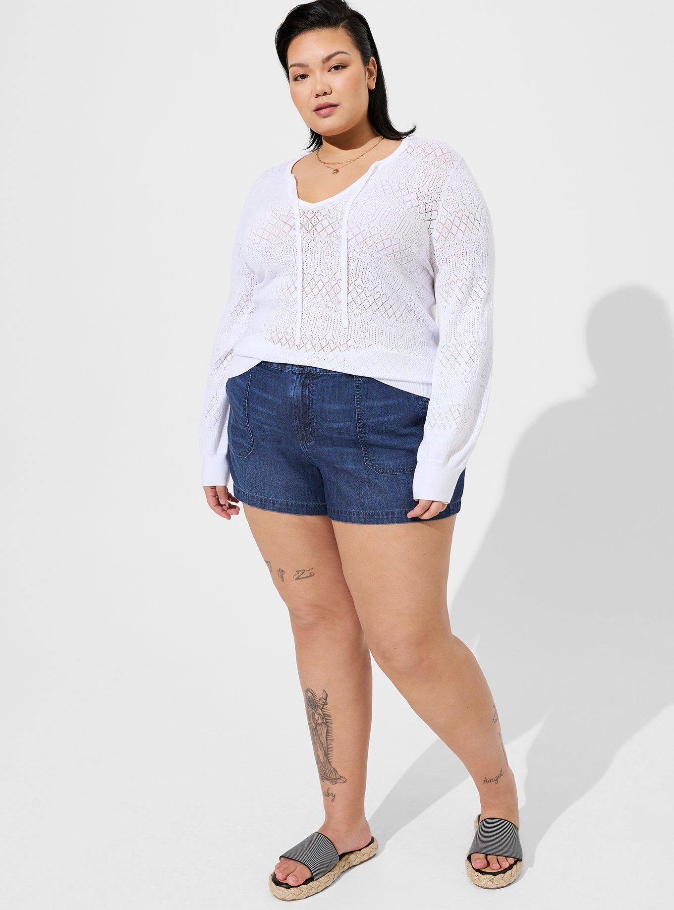 Tie Neck Pullover Sweater  - Pointelle Beige, BRIGHT WHITE, alternate