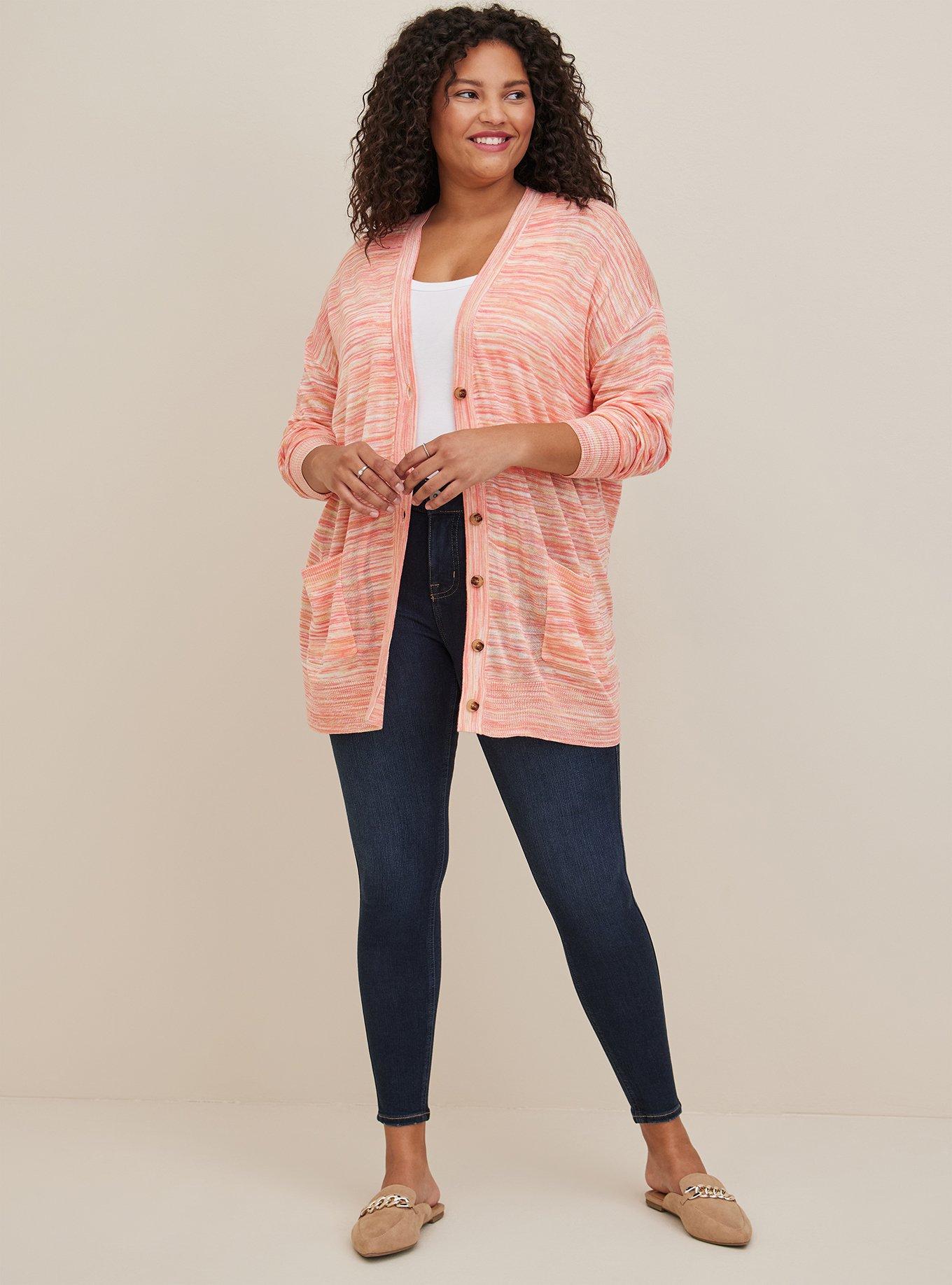 Boyfriend Cardigan Sweater - Spacedye Pink, PINK, alternate