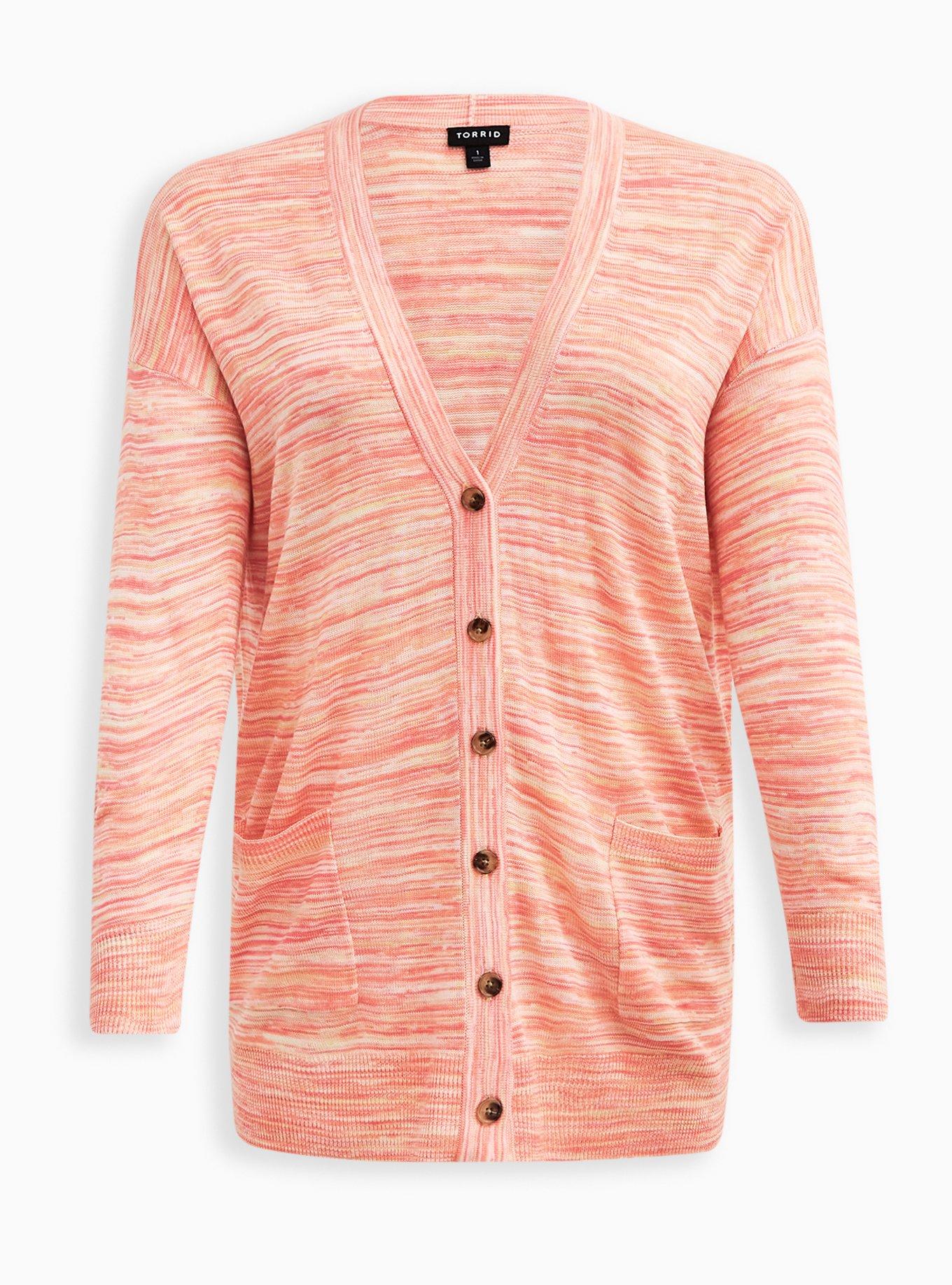 Boyfriend Cardigan Sweater - Spacedye Pink, PINK, hi-res