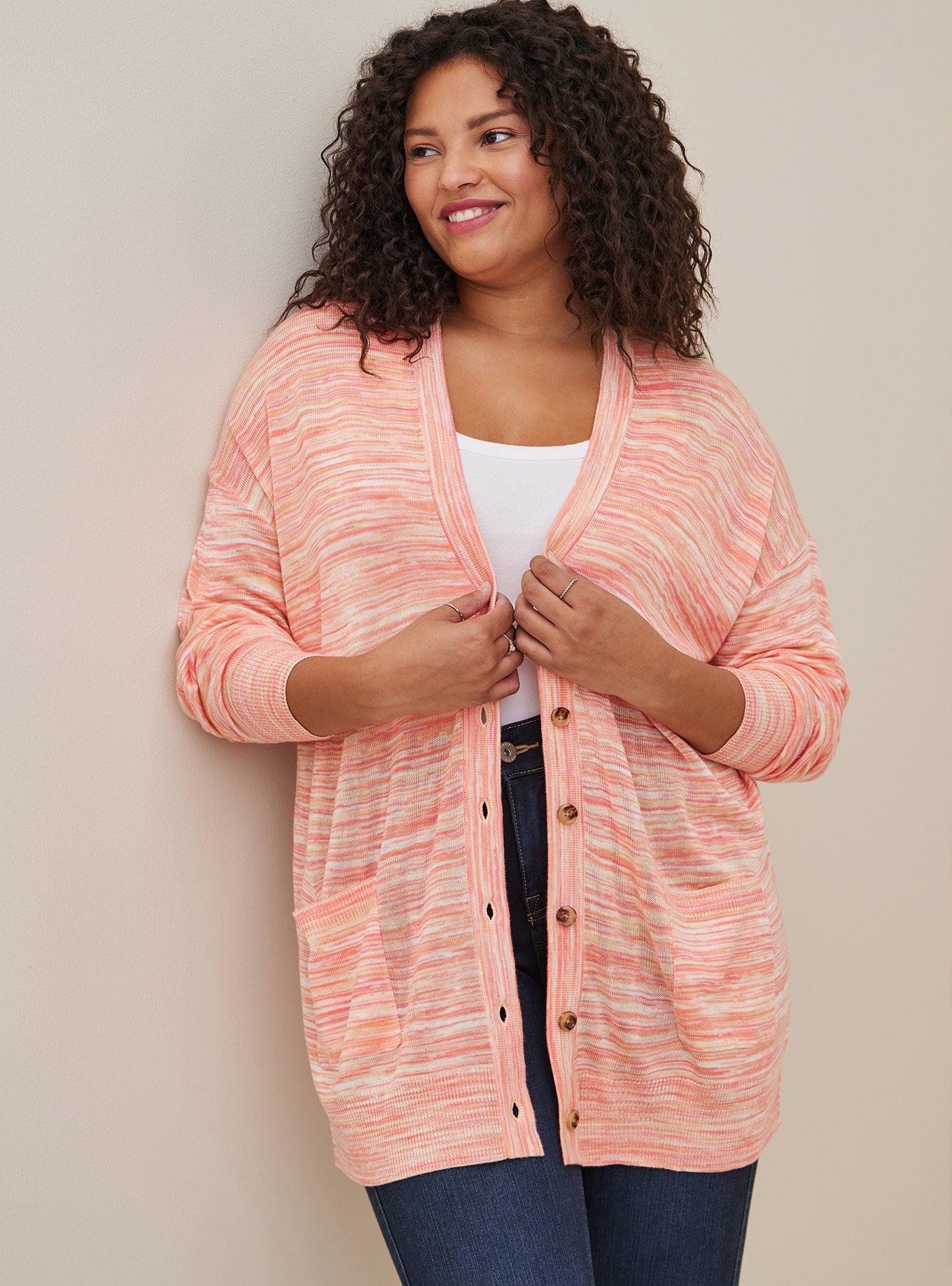 Boyfriend Cardigan Sweater - Spacedye Pink, PINK, hi-res
