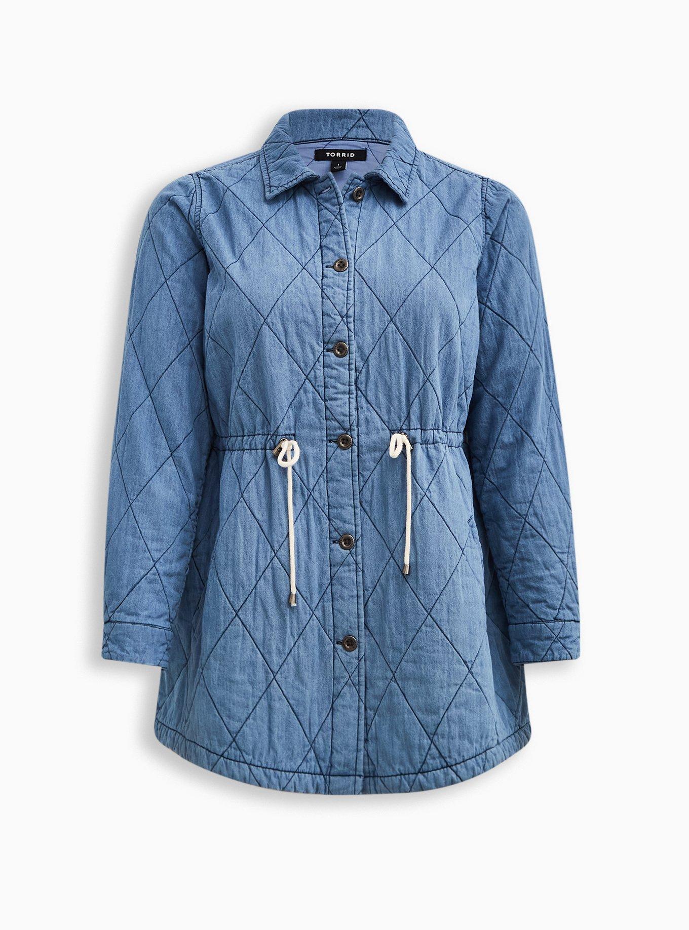 Plus Size Denim Quilted Jacket, MEDIUM WASH, hi-res