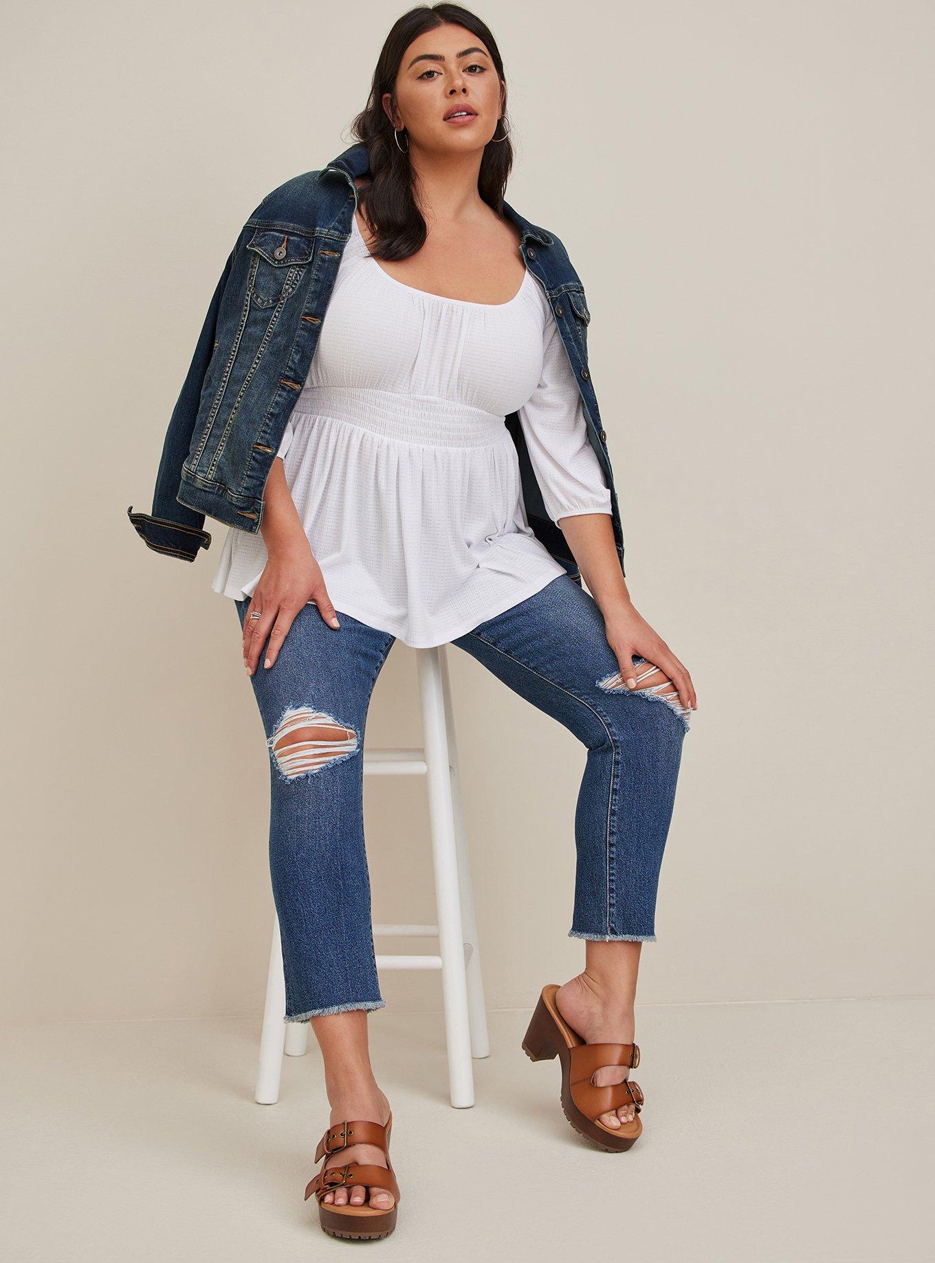 Textured Jersey Smocked Waist Top