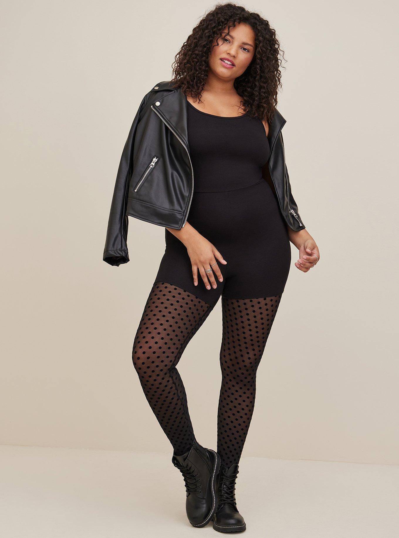 Plus Size - Premium Legging - Flocked Star Mesh Black - Torrid