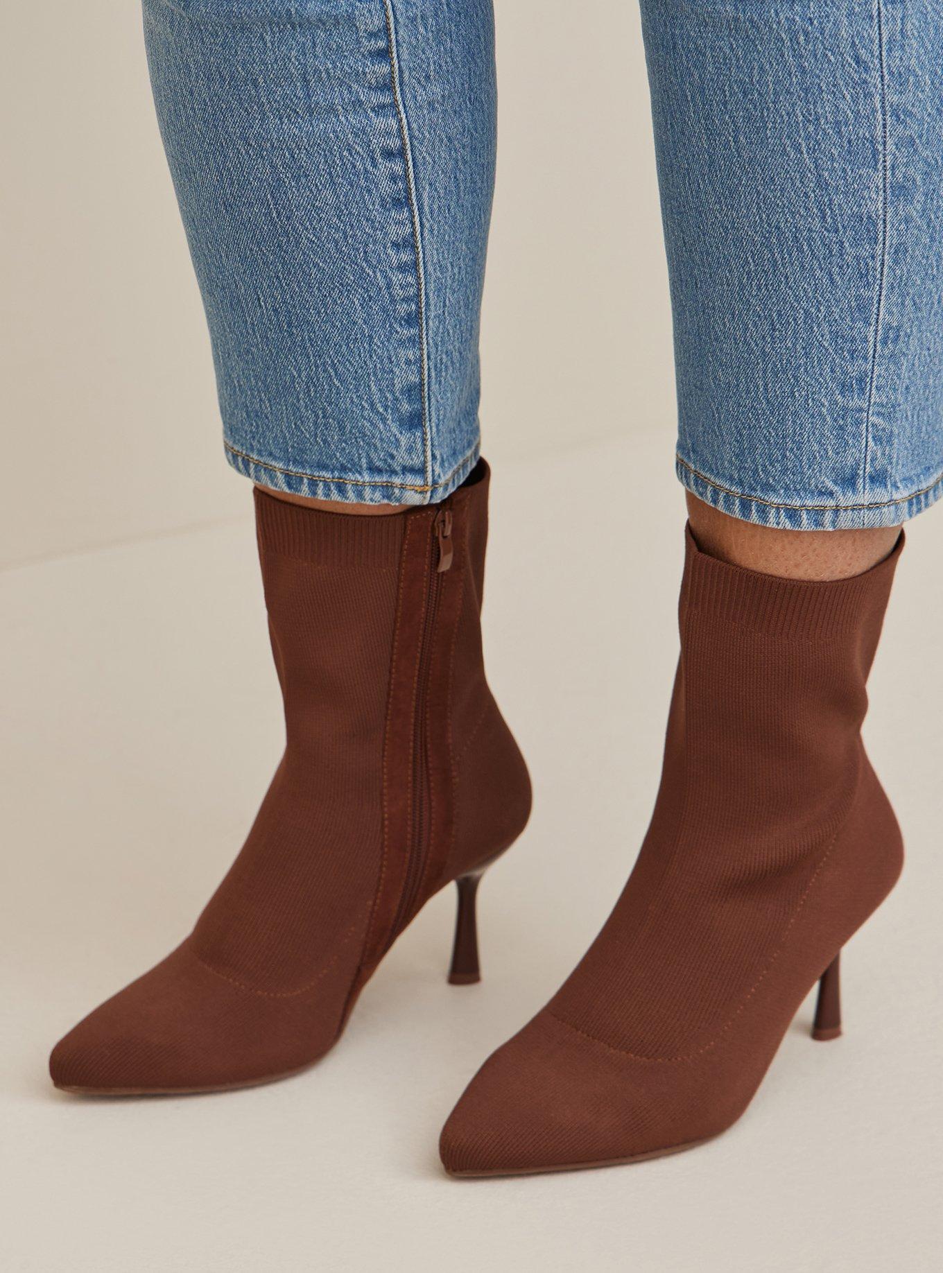 Stiletto Bootie - Stretch Knit Black (WW), TAUPE, alternate