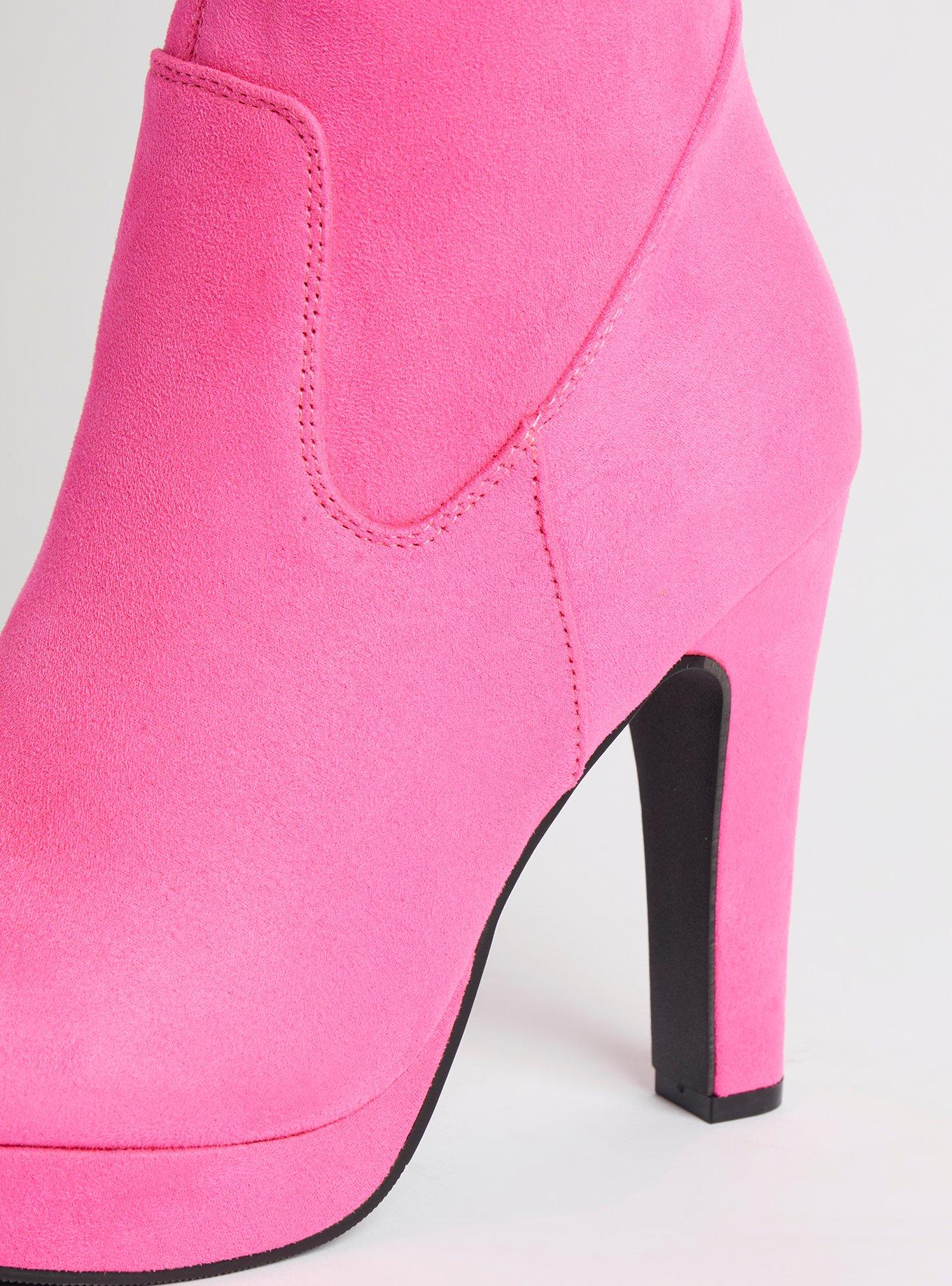 Neon pink knee hot sale high boots