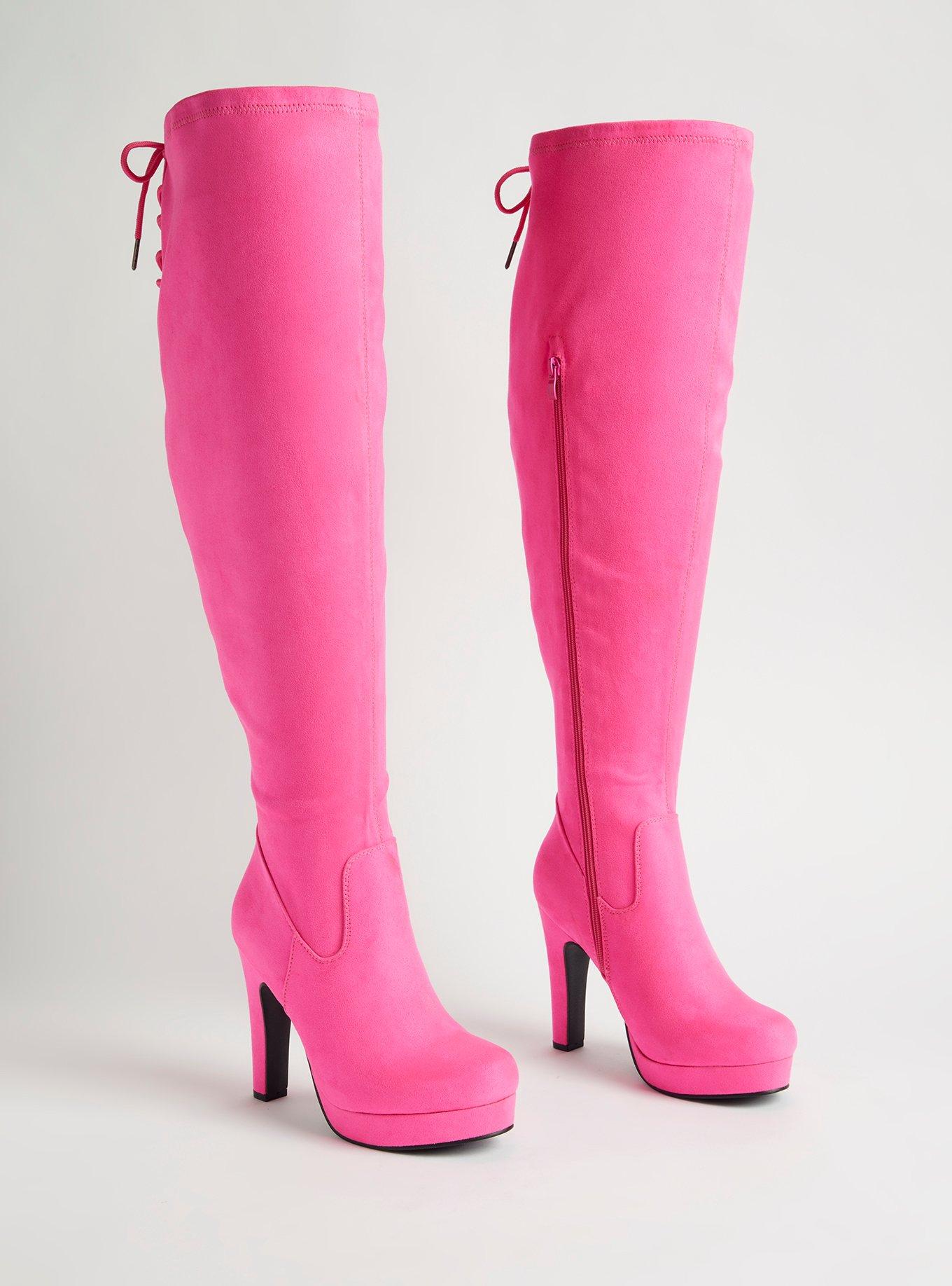 Pink boots clearance over the knee