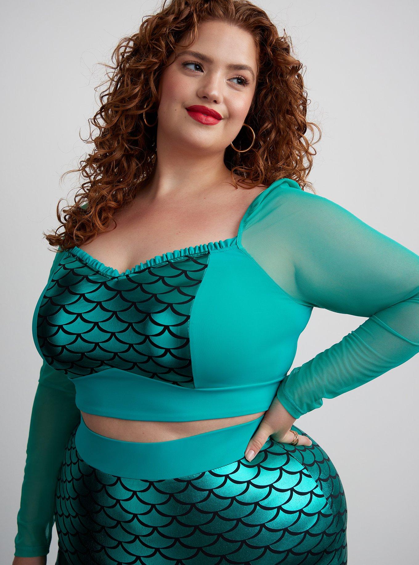 Plus Size - Halloween Costume Mesh Two Piece Mermaid Dress - Torrid