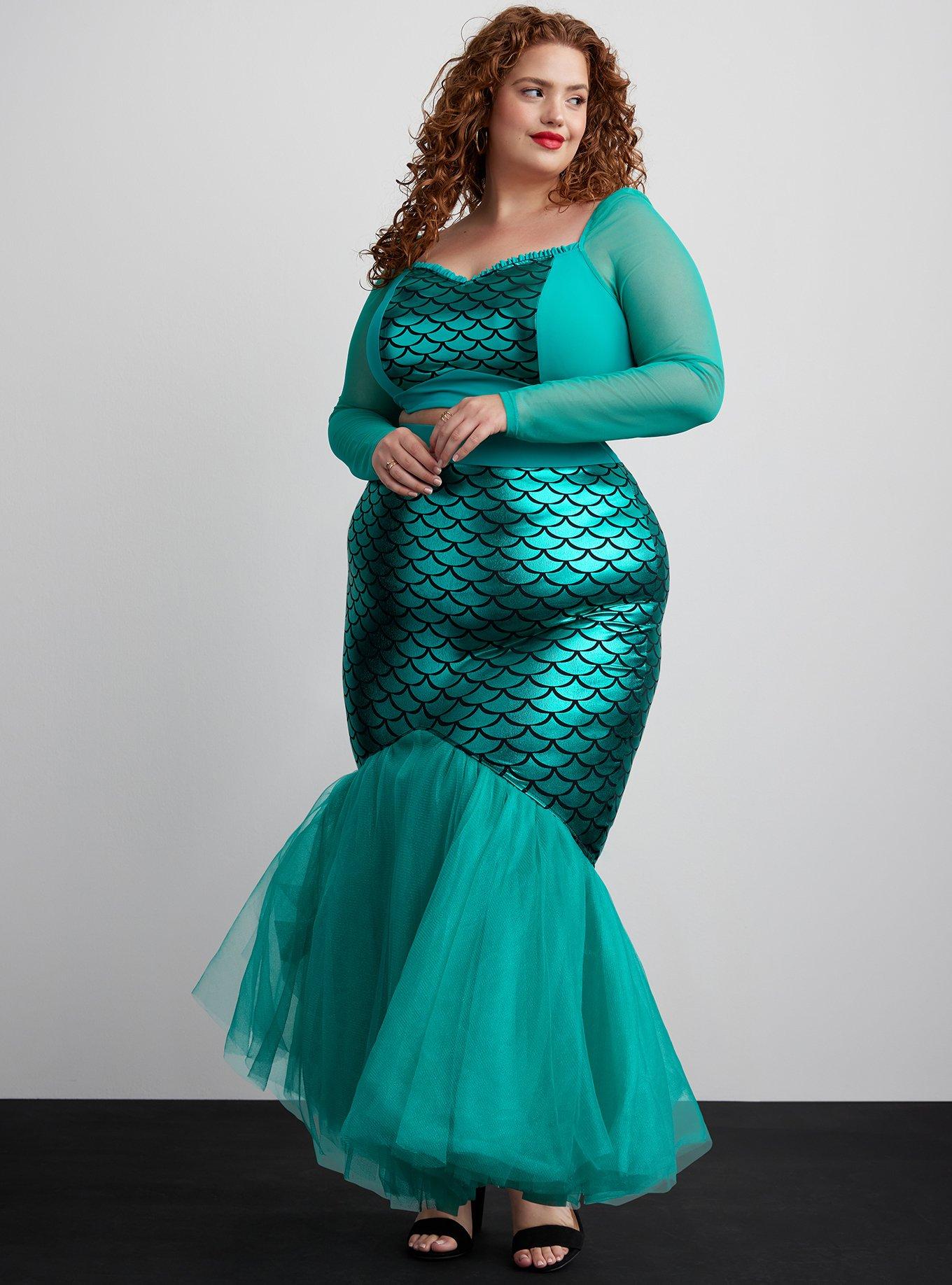 Plus Size - Halloween Costume Mesh Two Piece Mermaid Dress - Torrid