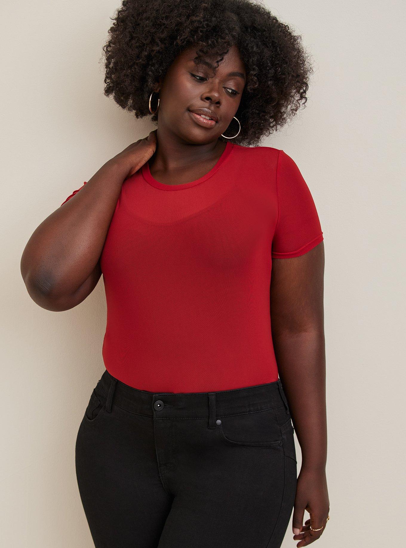 Plus Size Sheer Mesh Crew Neck Tee Torrid