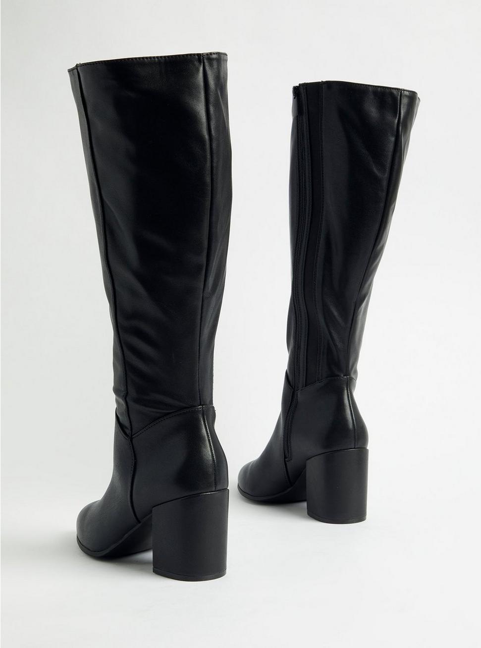 Pointed Toe Heel Knee Boot (WW), BLACK, alternate