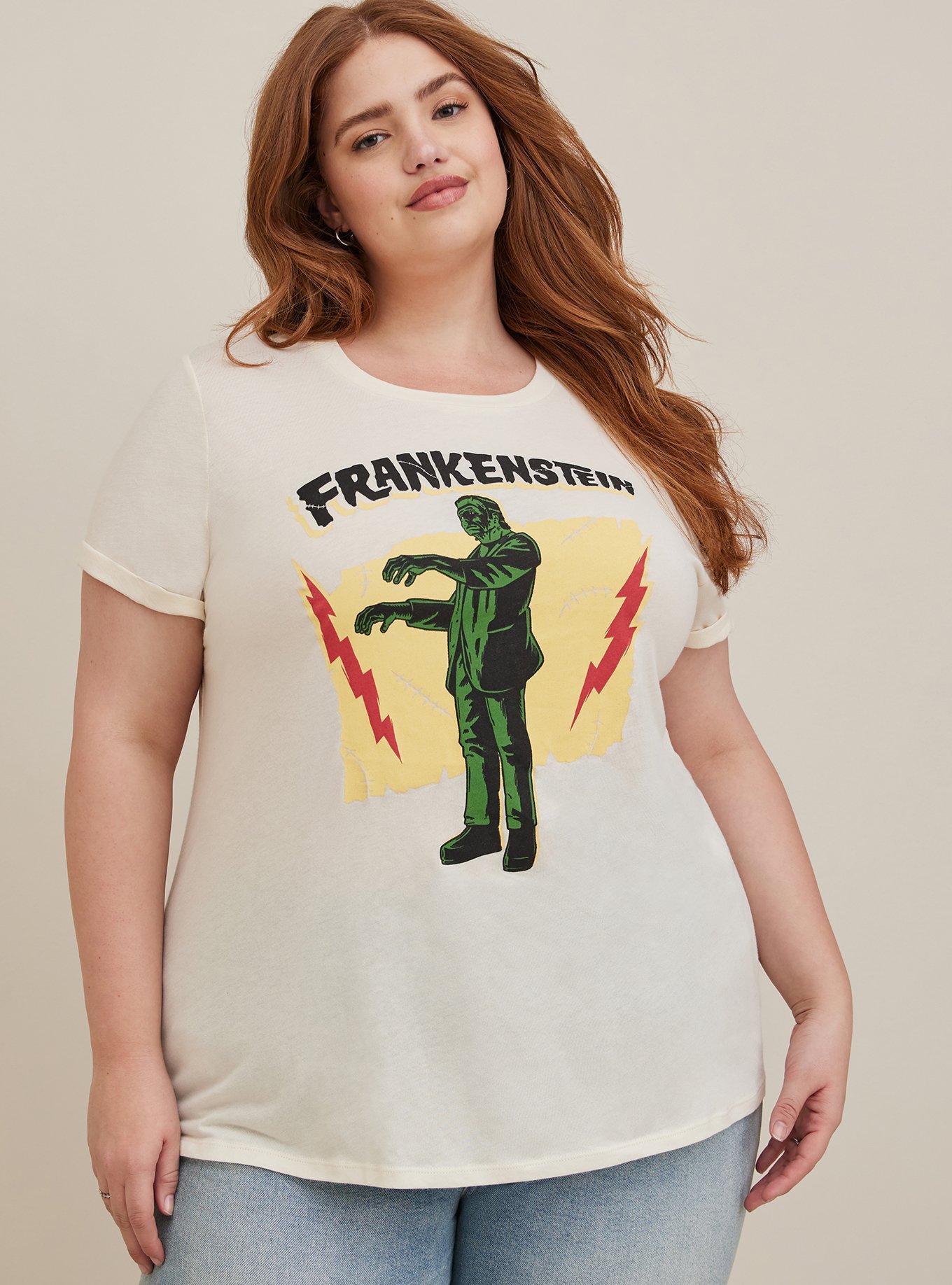 Plus Size - Universal Monsters Frankenstein Classic Fit Crew Neck Roll ...