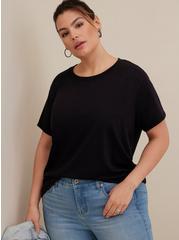 Plus Size Relaxed Fit Signature Jersey Tee, DEEP BLACK, alternate