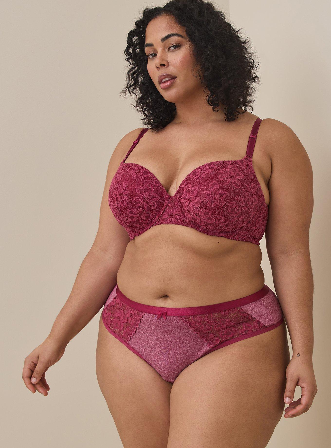 T Shirt Lightly Lined Heather Cozy Lace 360 Back Smoothing Bra, BEAUJOLAIS BURGUNDY, hi-res