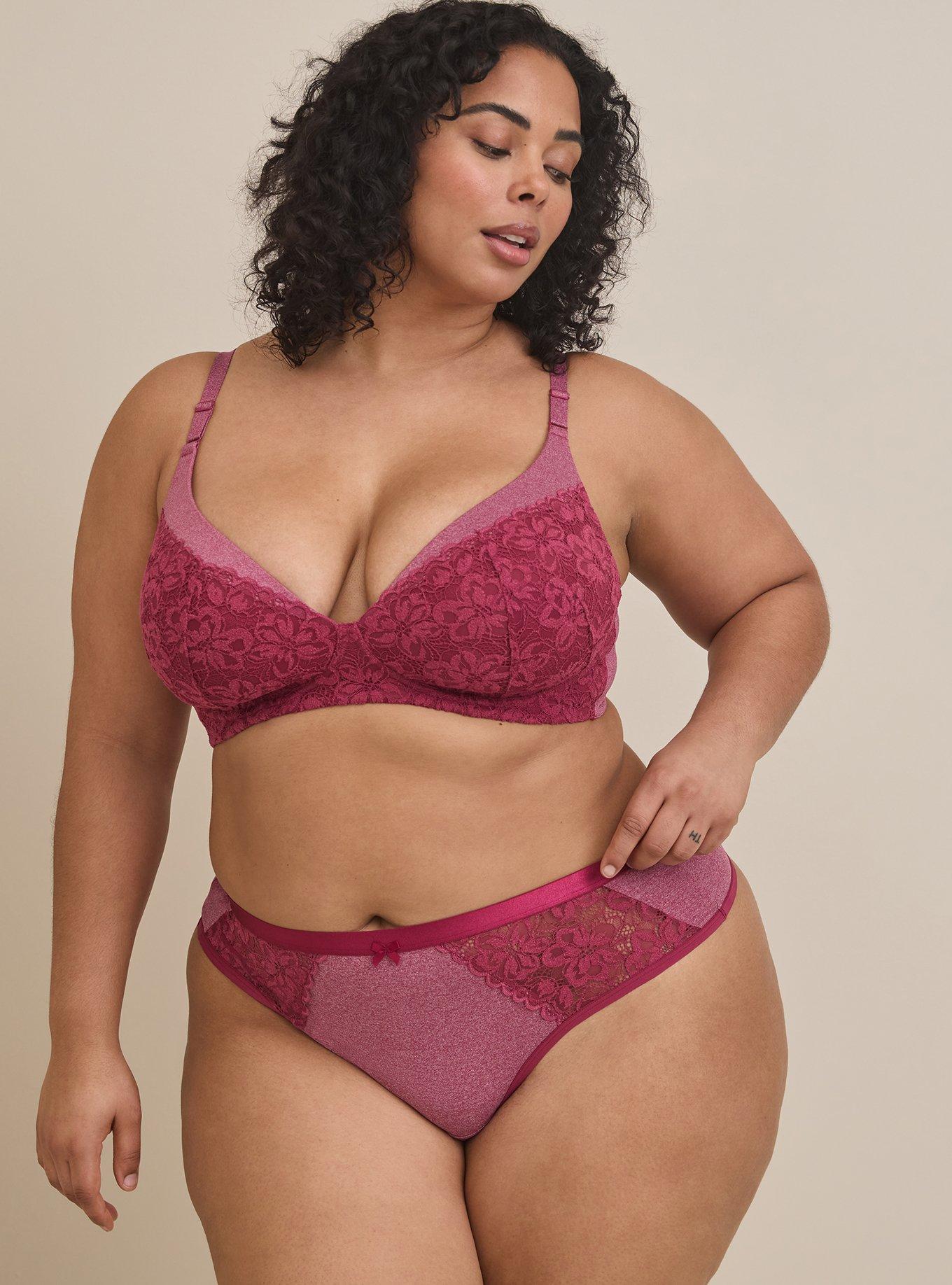Plus Size Dream Wire-Free Plunge Bra, BEAUJOLAIS BURGUNDY, alternate
