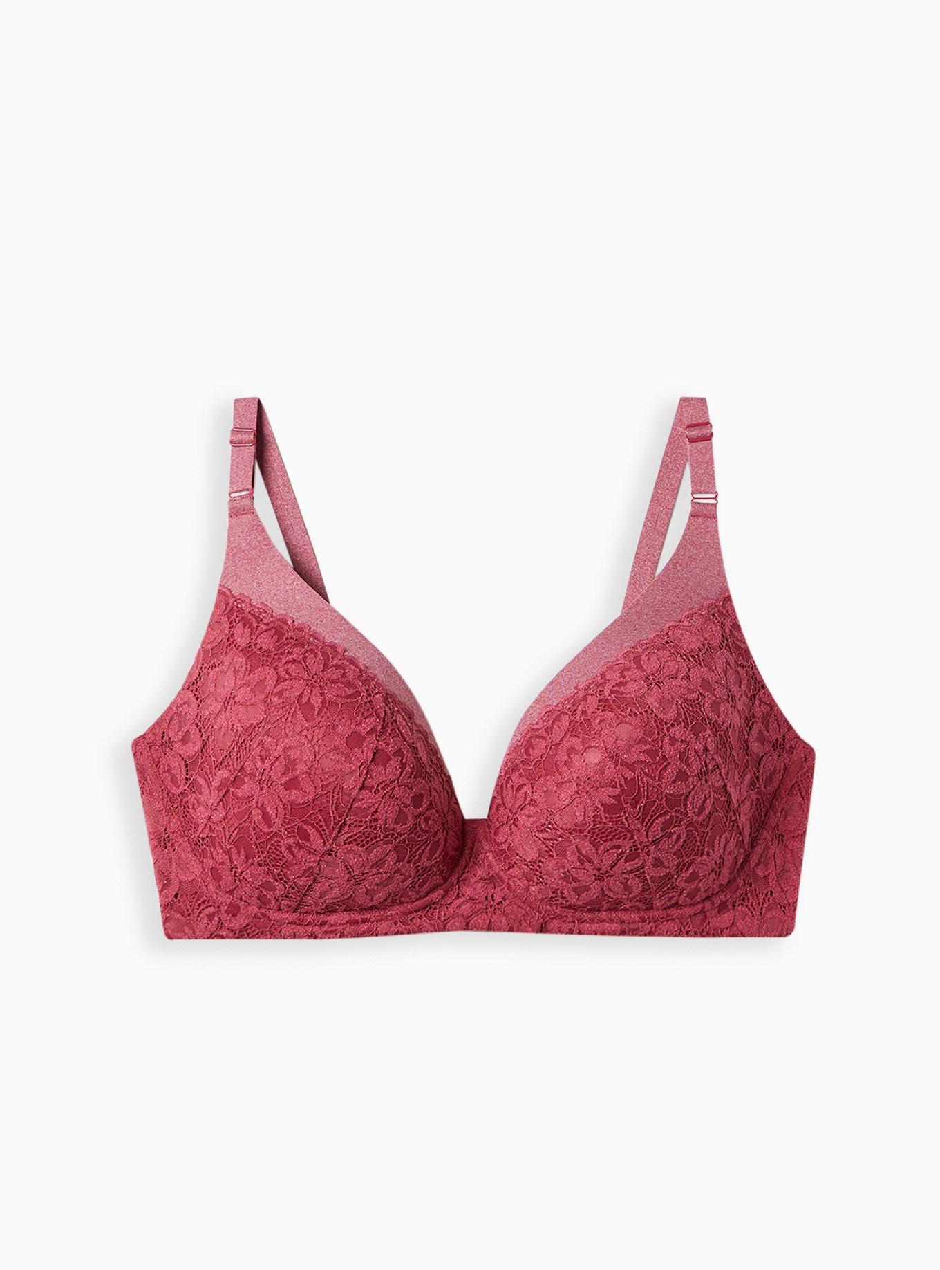 Collections Etc Lace Trim Front Hook Closure Polyester Bra, Wide Straps,  B-DD Cups, Hand Wash