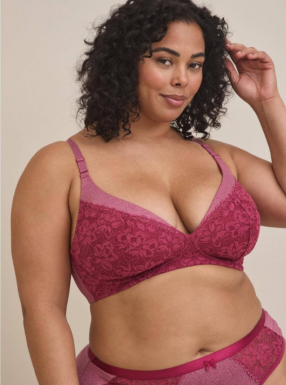 Wire-Free Plunge Lightly Lined Smooth 360° Back Smoothing™ Bra, BEAUJOLAIS BURGUNDY, hi-res