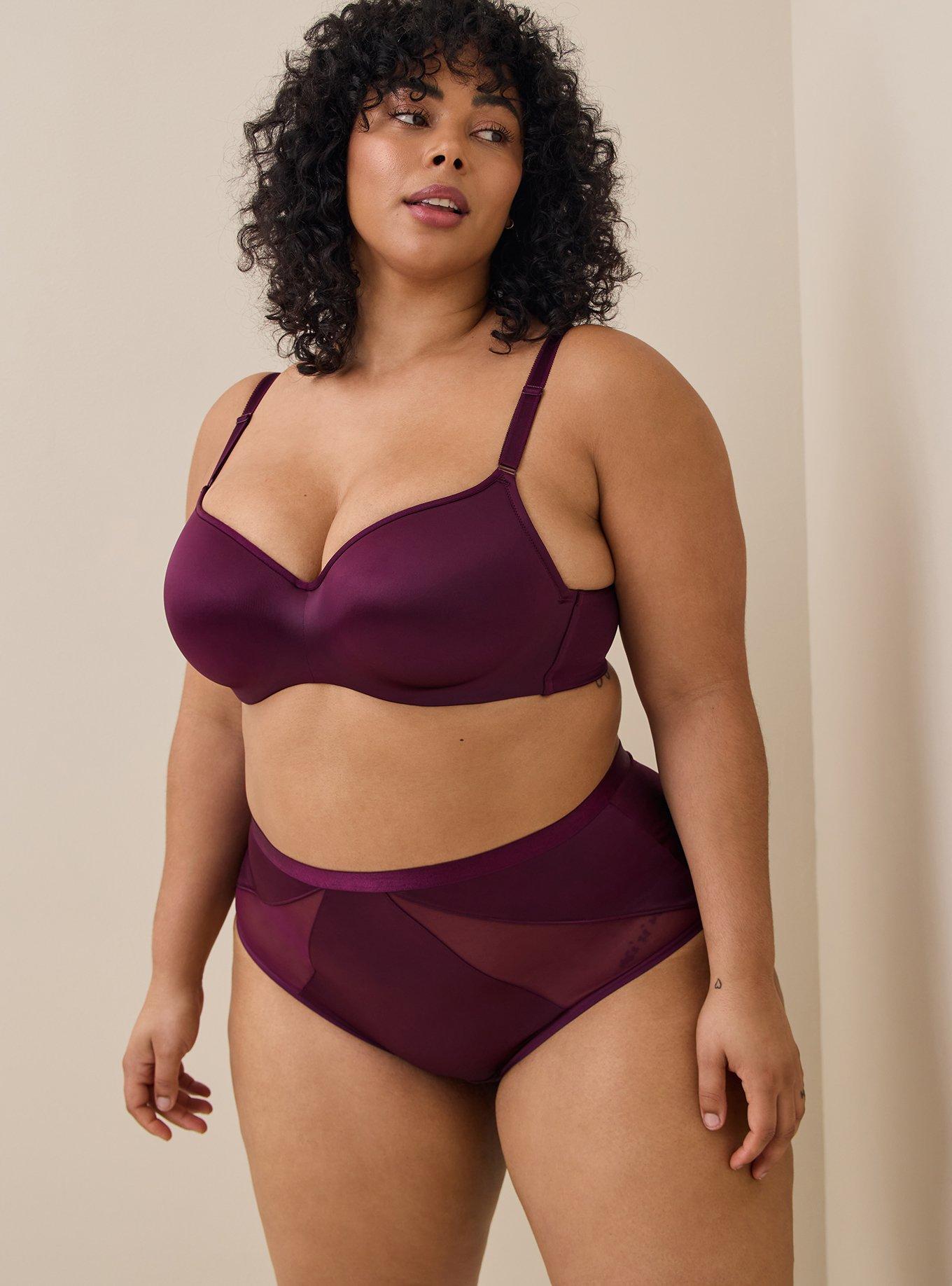 Plus Size Balconette Lightly Lined Full Coverage Shine 360 Back Smoothing Bra, POTENT PURPLE, alternate