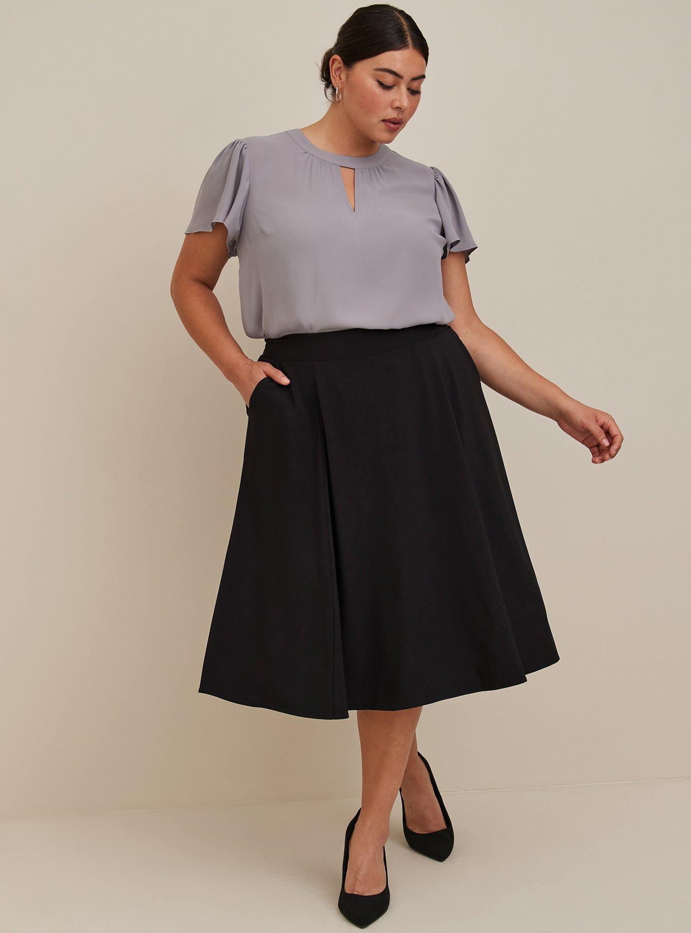 Plus size outlet black crepe skirt