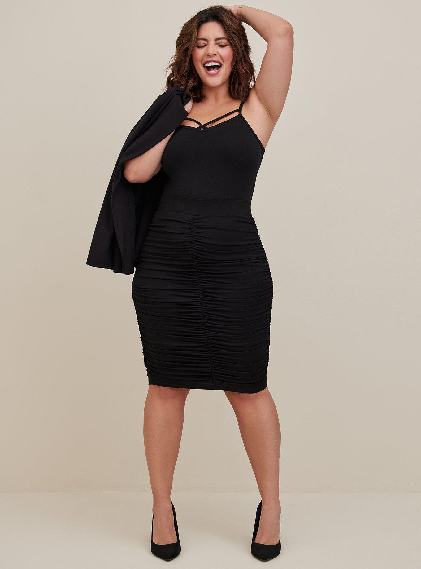 Plus Size - Midi Super Soft Shirred Pencil Skirt - Torrid