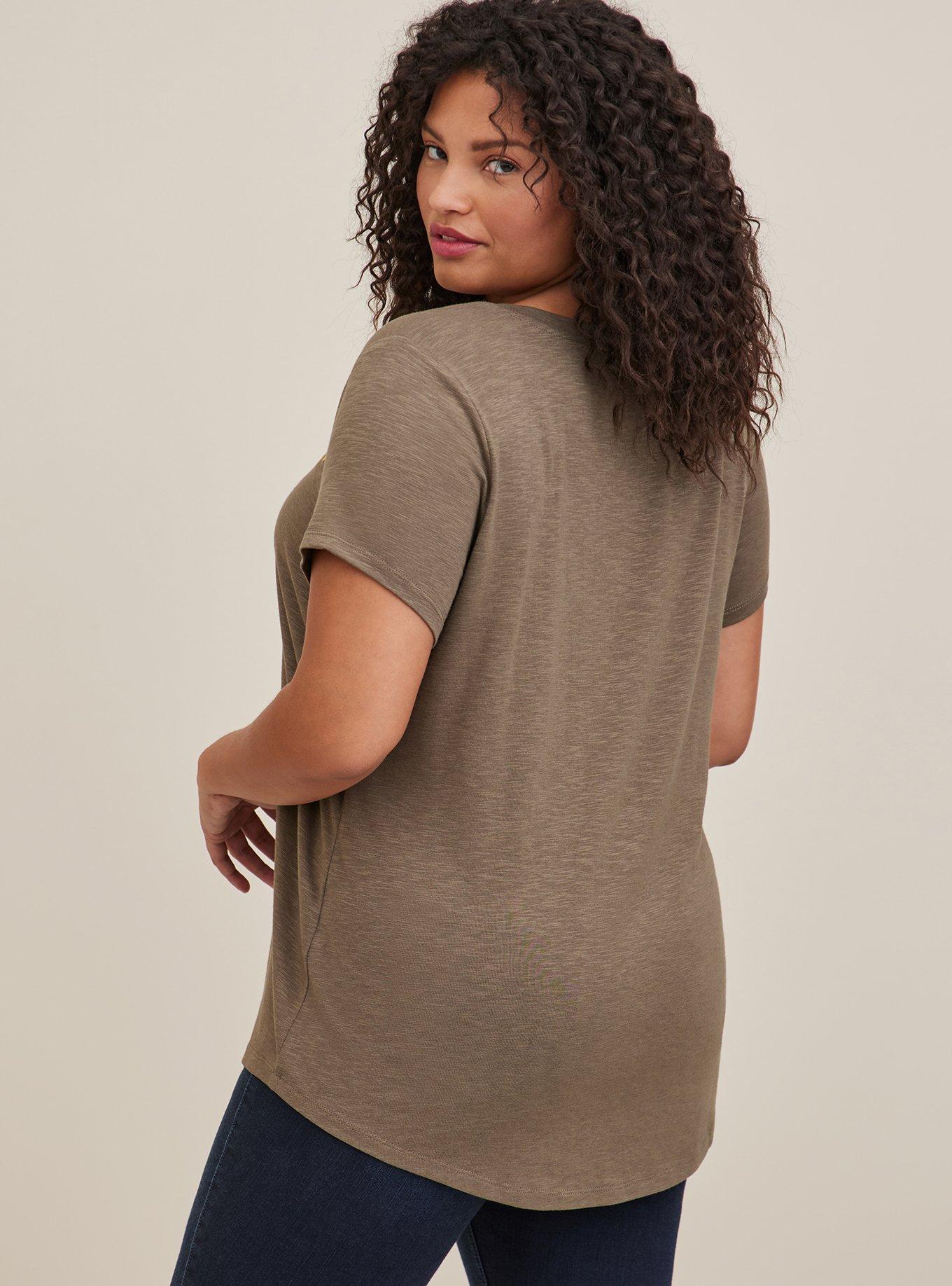 Girlfriend Tee - Super Soft Slub Sparrow Embroidery Dusty Olive, DUSTY OLIVE, alternate