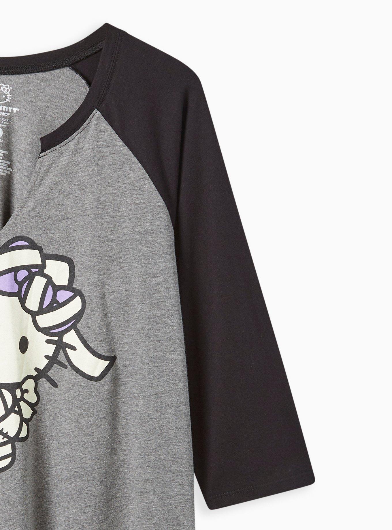 Hello Kitty Mummy Classic Fit Cotton Notch Long Sleeve Raglan Tee, MEDIUM HEATHER GREY, alternate
