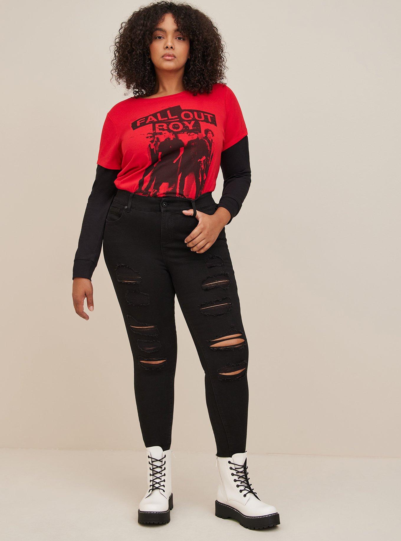 Plus Size Fallout Boy Classic Fit Cotton Crew Neck Long Sleeve 2Fer Tee, BARBADOS, alternate