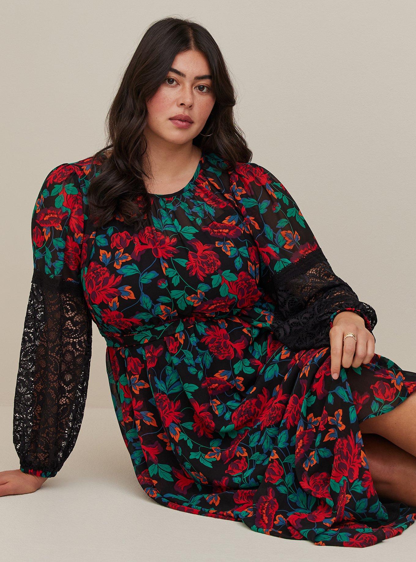 Torrid red clearance floral dress