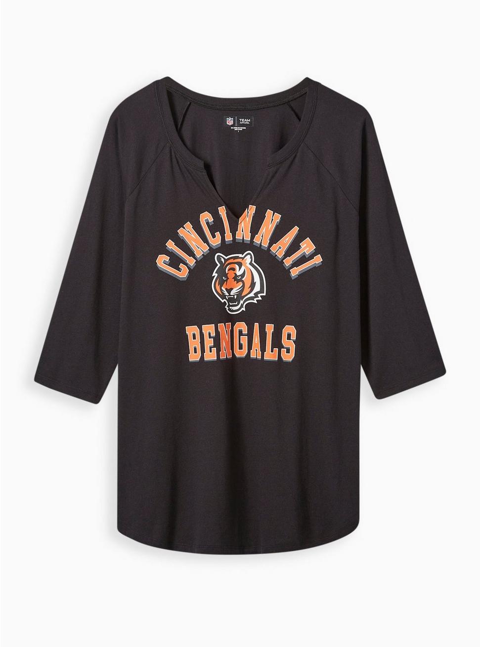 NFL Cincinnati Bengals Classic Fit Cotton Long Sleeve Raglan Tee, DEEP BLACK, hi-res