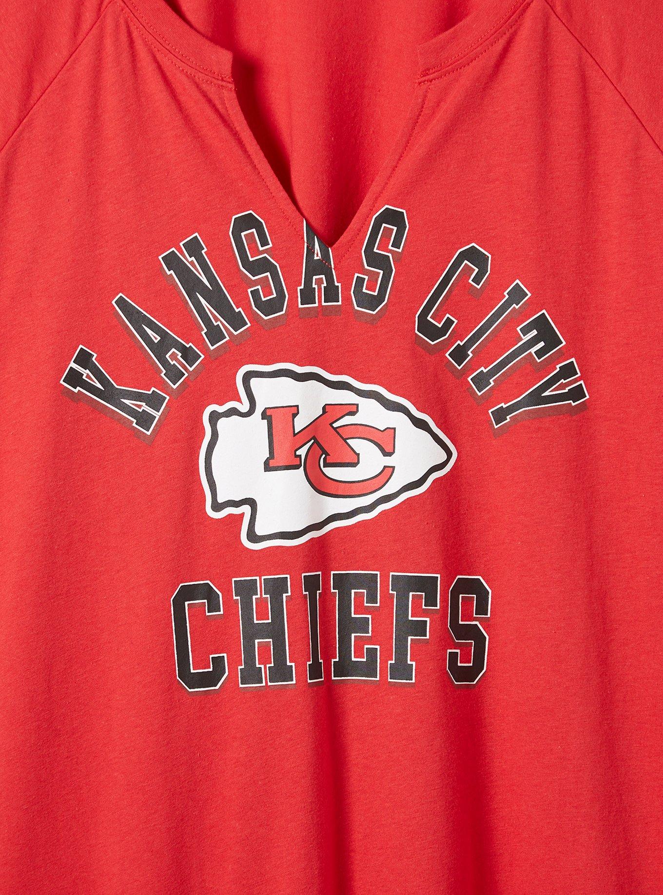 Plus Size NFL Kansas City Chiefs Classic Fit Cotton Long Sleeve Raglan Tee, RED, alternate