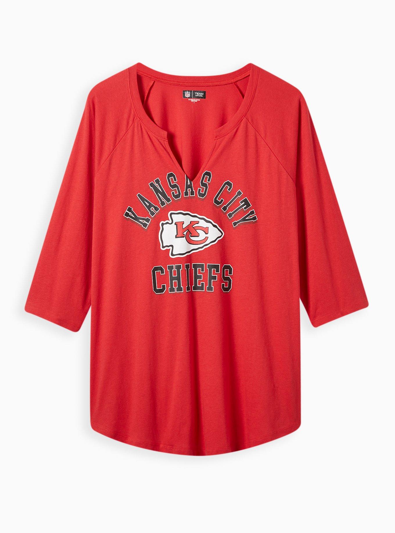 Plus Size NFL Kansas City Chiefs Classic Fit Cotton Long Sleeve Raglan Tee, RED, hi-res