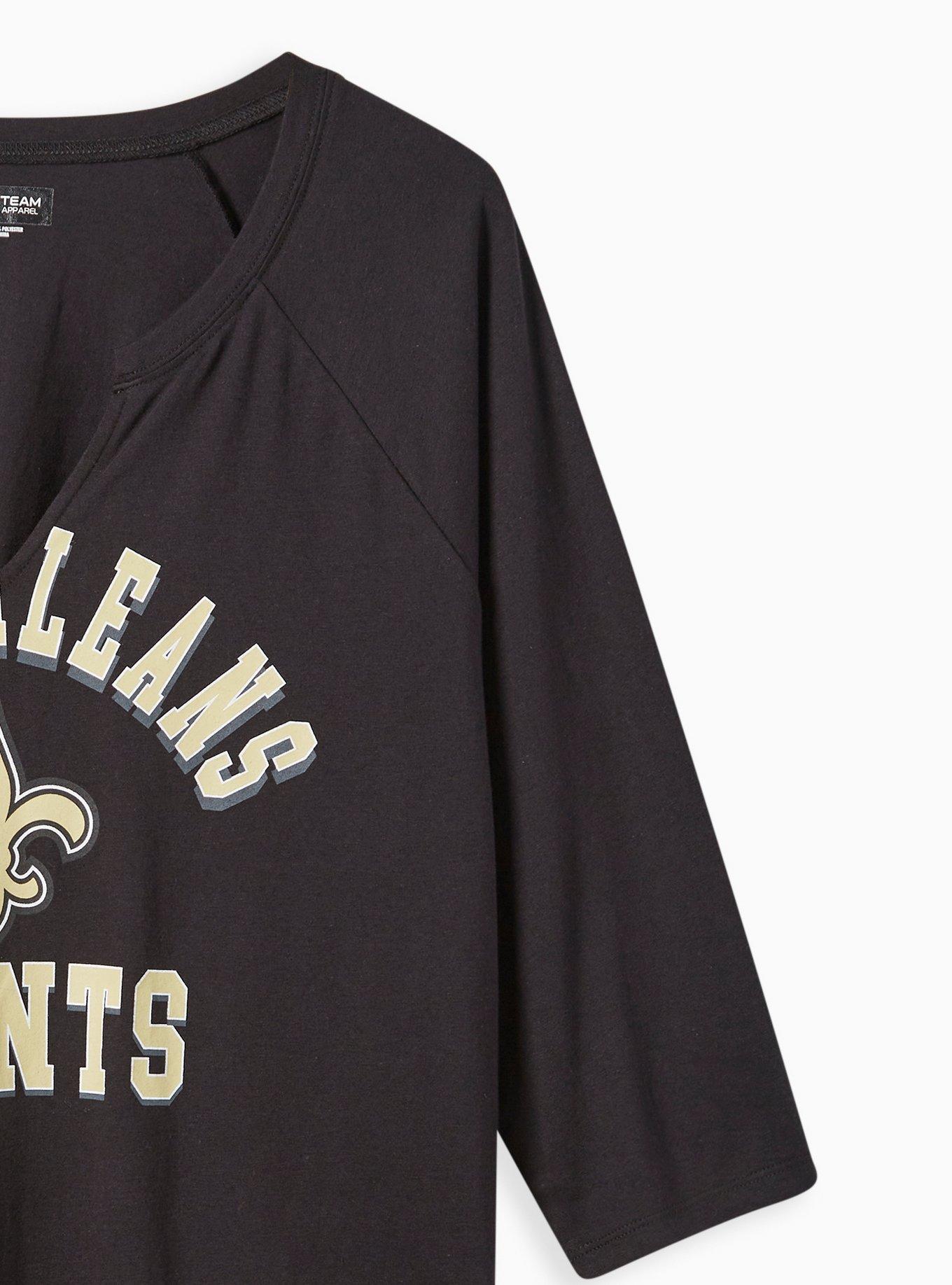Plus Size NFL New Orleans Saints Classic Fit Cotton Long Sleeve Raglan Tee, DEEP BLACK, alternate