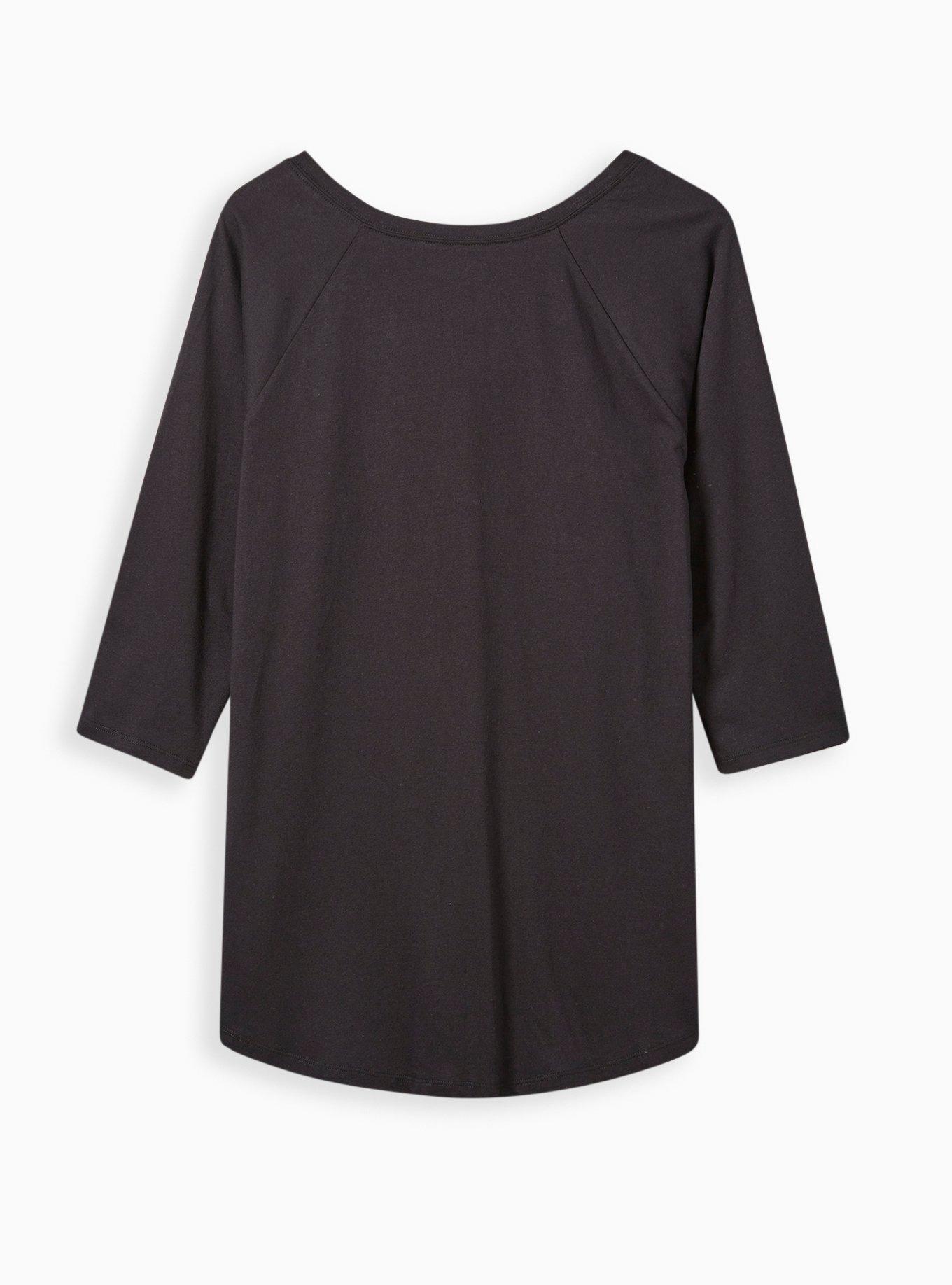 Plus Size NFL New Orleans Saints Classic Fit Cotton Long Sleeve Raglan Tee, DEEP BLACK, alternate