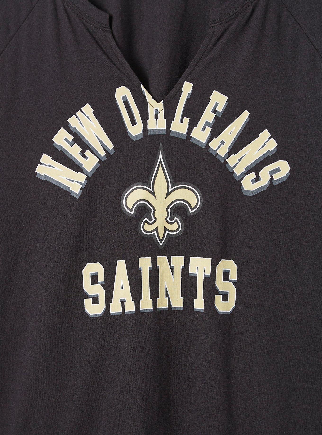 Plus Size NFL New Orleans Saints Classic Fit Cotton Long Sleeve Raglan Tee, DEEP BLACK, alternate