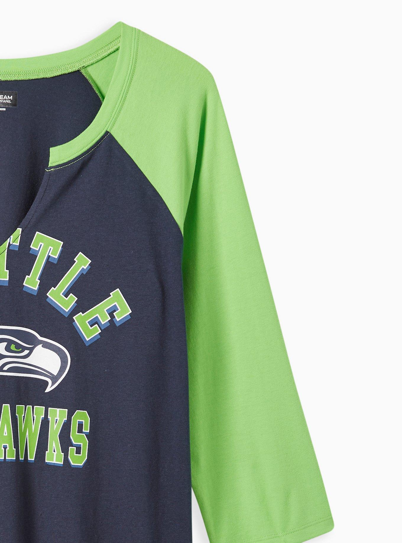 Plus Size NFL Seattle Seahawks Classic Fit Long Sleeve Raglan Tee - Cotton Navy, PEACOAT, alternate
