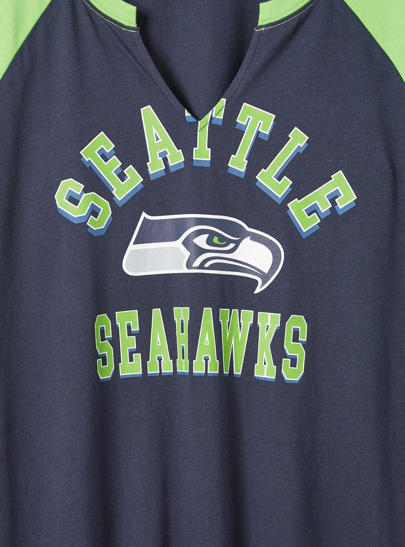 Plus Size NFL Seattle Seahawks Classic Fit Long Sleeve Raglan Tee - Cotton Navy, PEACOAT, alternate