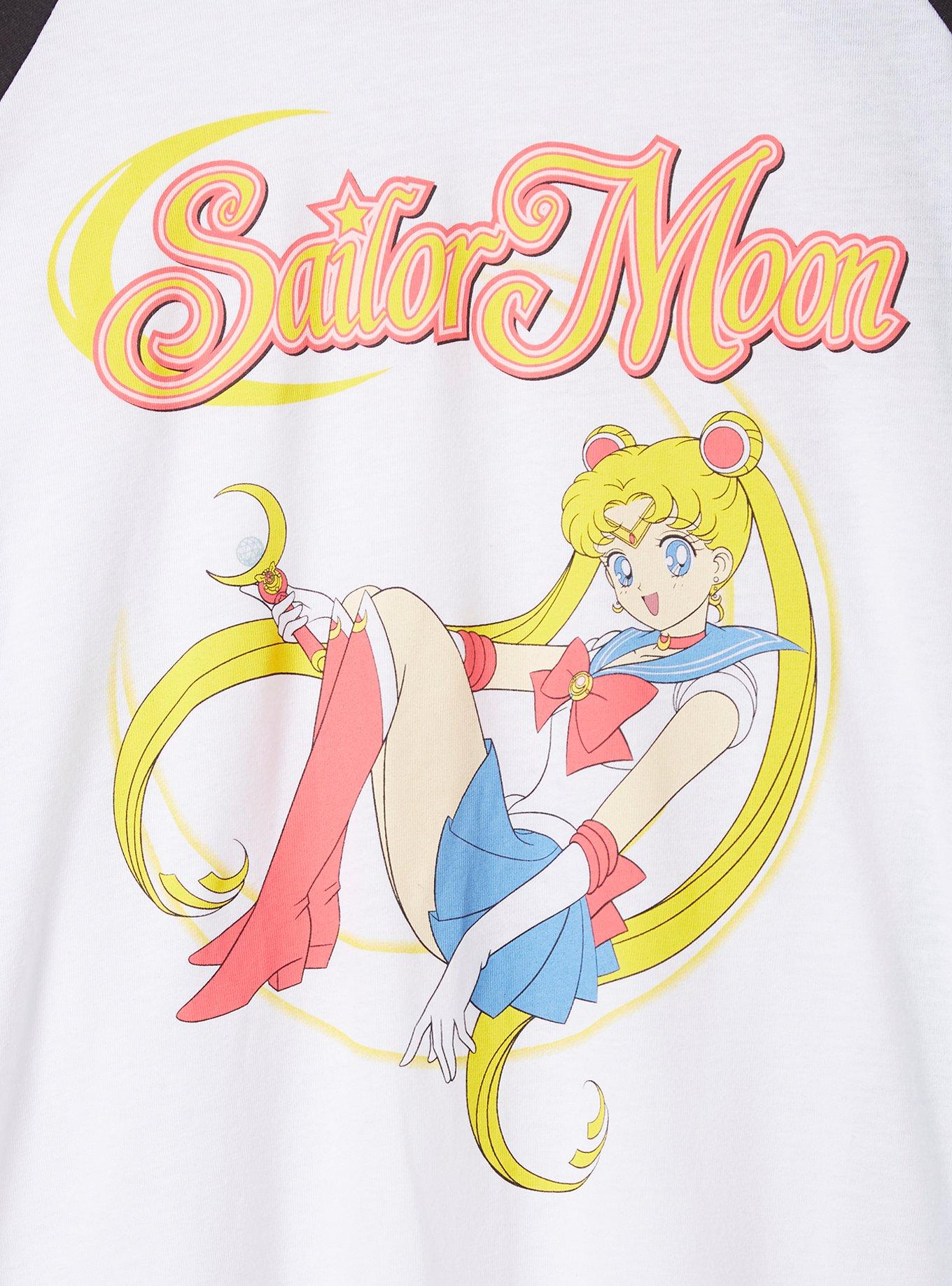 Sailor Moon Classic Fit Cotton Crew Neck Long Sleeve Raglan Top, PINK, alternate